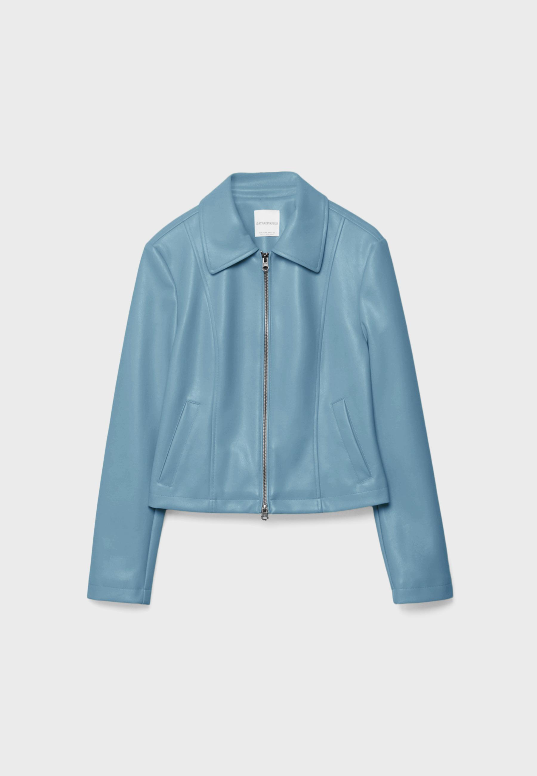 Fitted leather effect jacket — Royal blue
