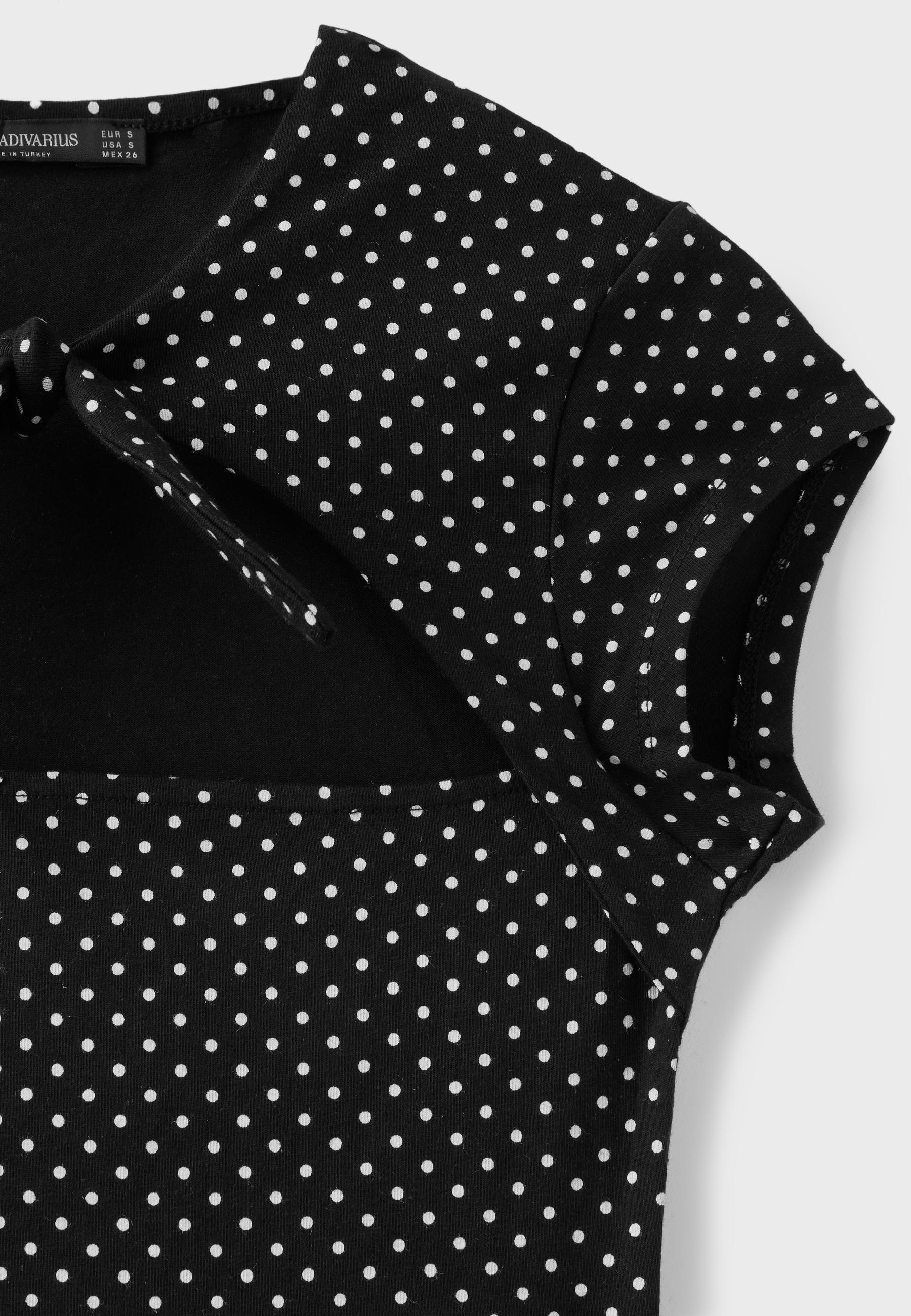 Polka dot bow T-shirt — Ecru