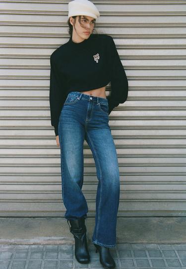 D92 Ripped straight wide-leg jeans — MEDIUM BLUE DENIM 1
