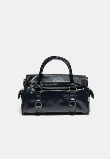 Crossbody bag with flap and zip — Black 1