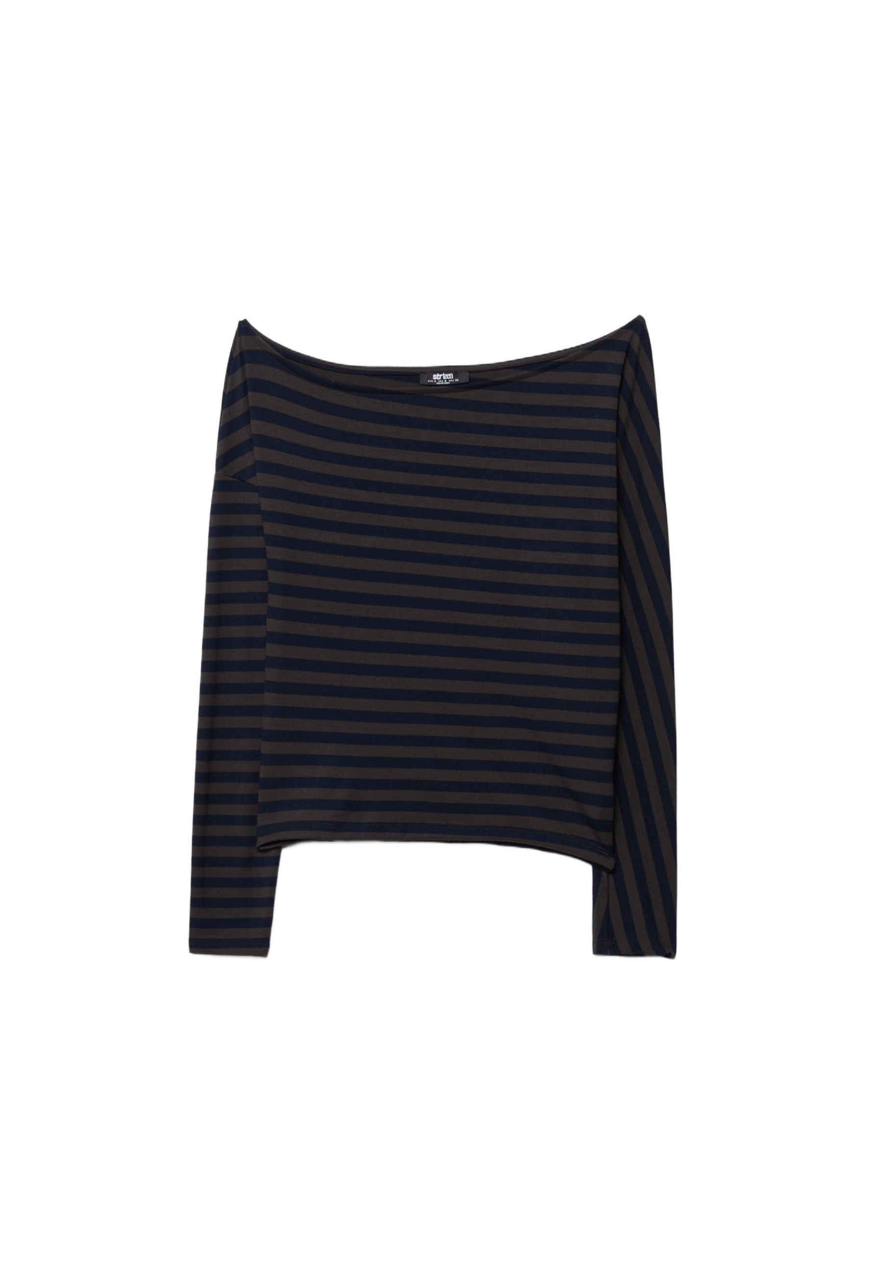 Asymmetric striped T-shirt — Navy blue
