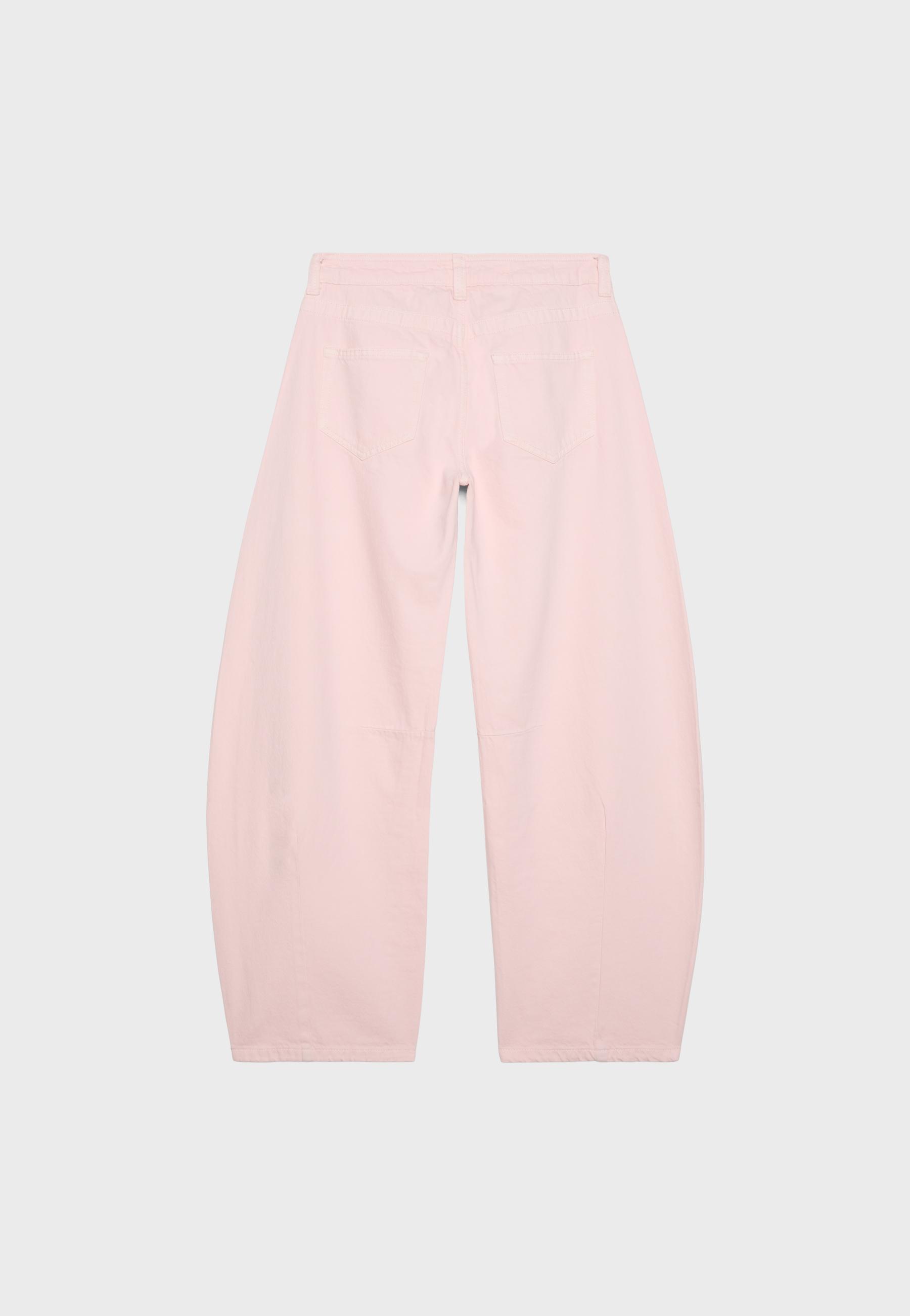 Low-rise barrel jeans — Pastel pink