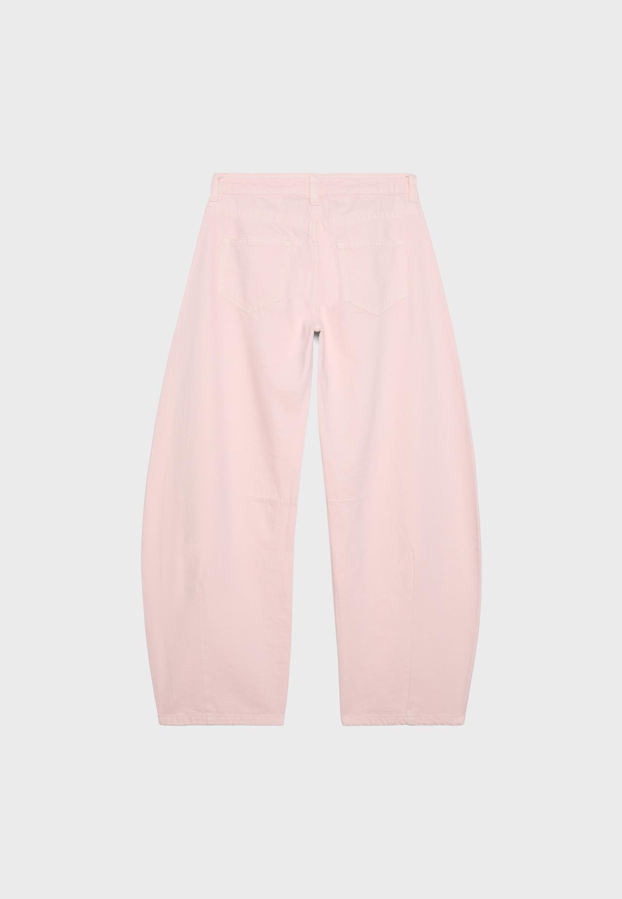 Low-rise barrel jeans — Pastel pink