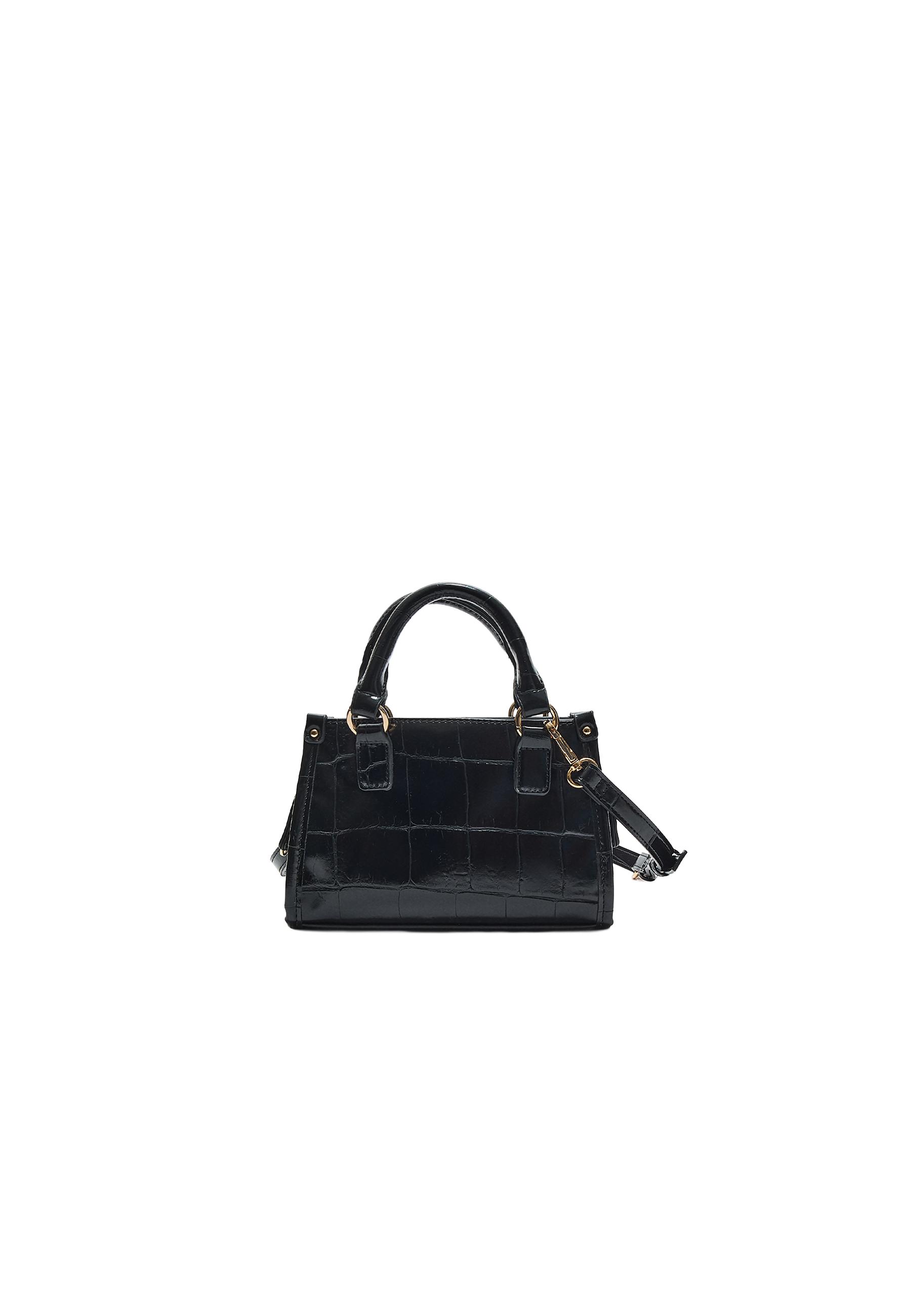 Mini tote crossbody bag with coconut effect — Black