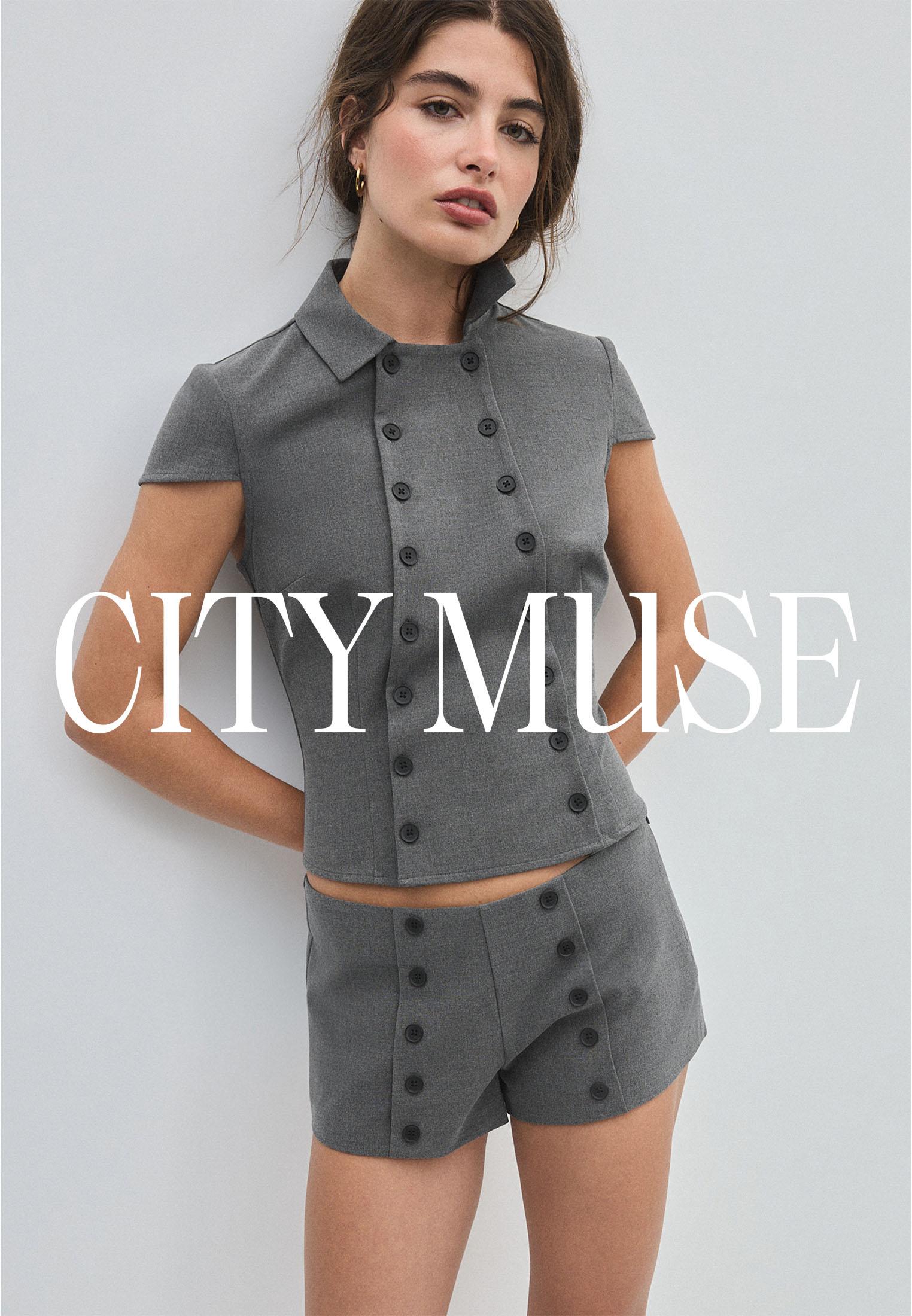 Double-breasted short sleeve shirt — Dark grey