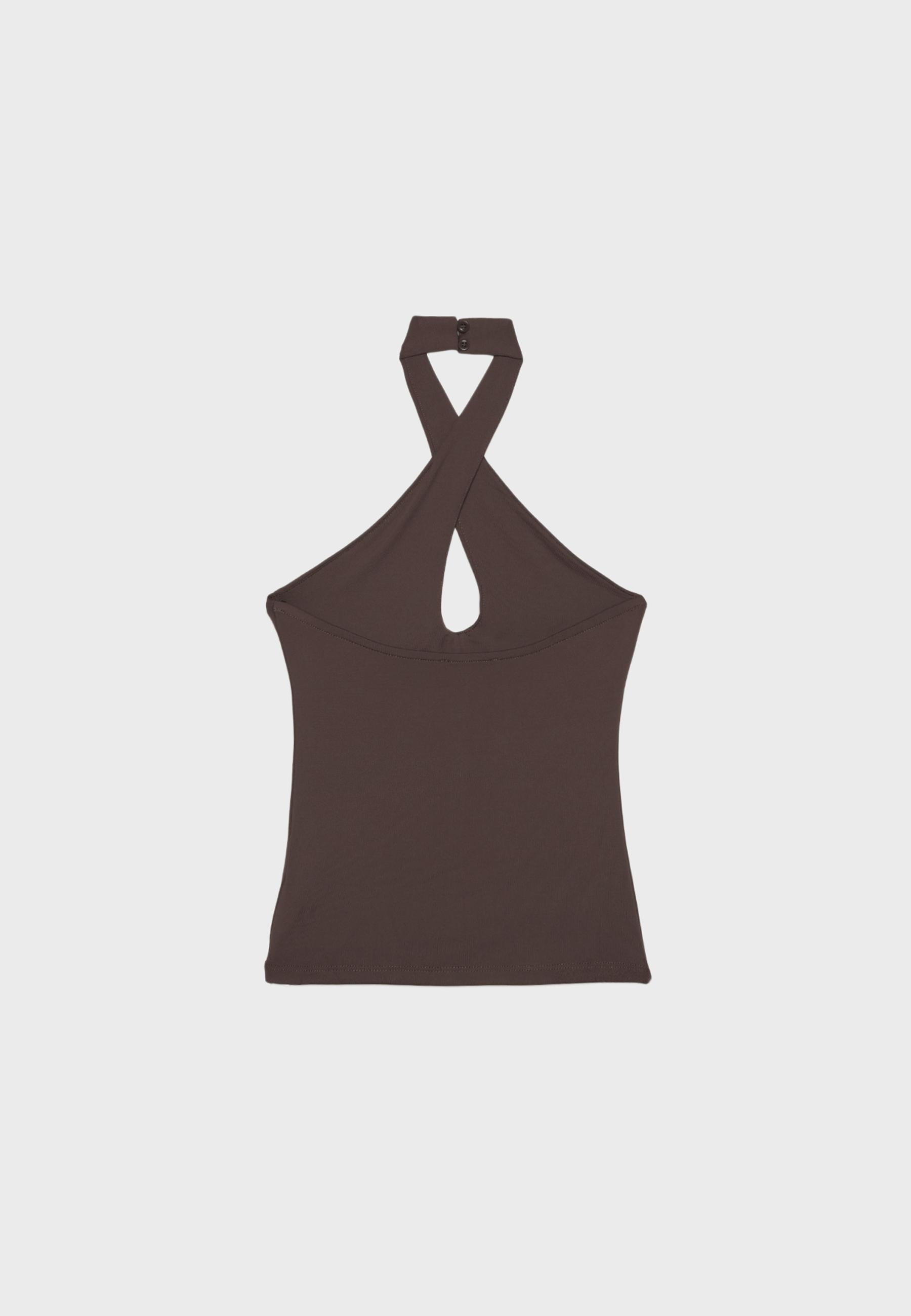 Halter cross-over top — Brown