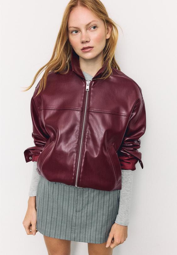 blouson oversize en similicuir