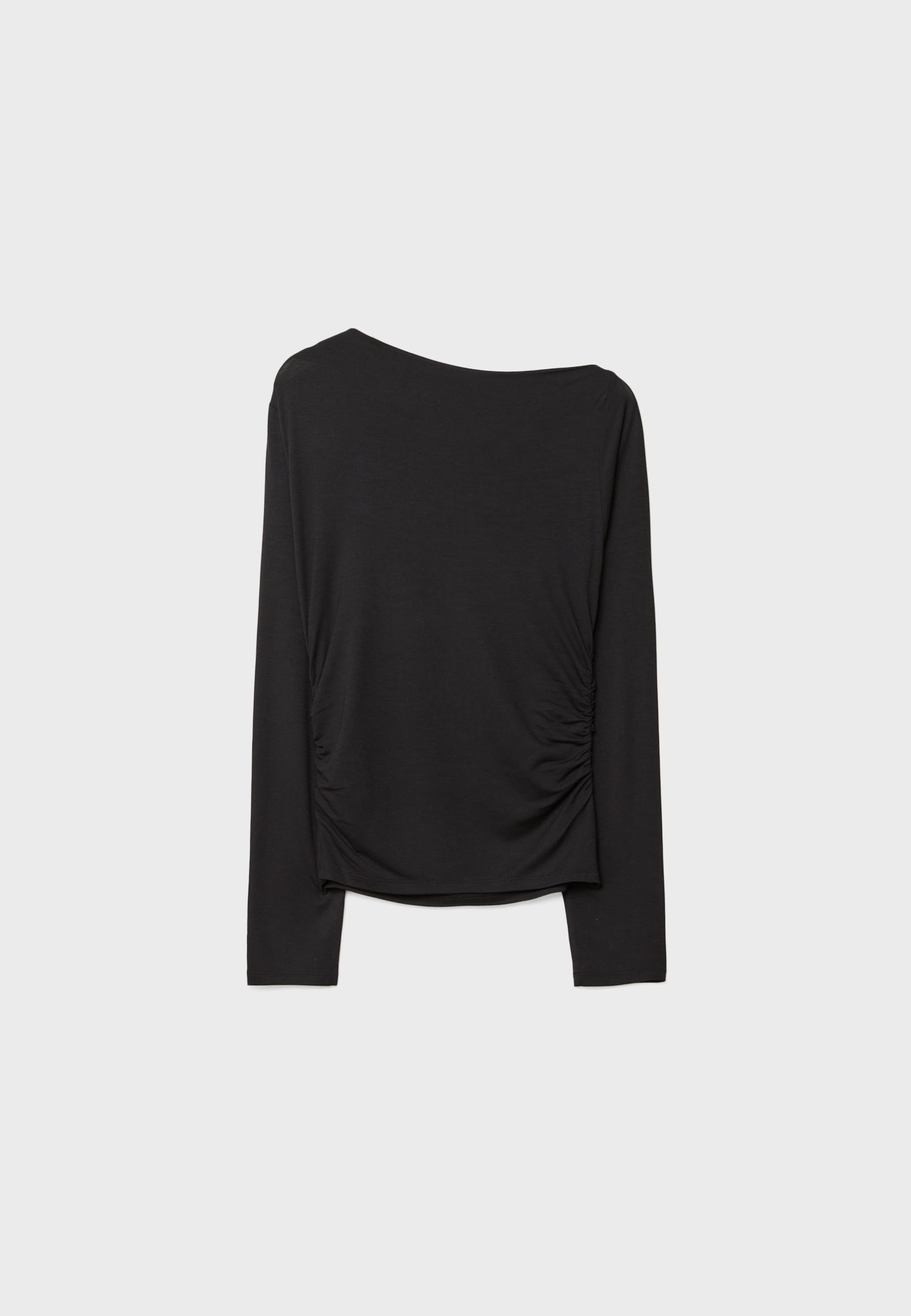 Asymmetric T-shirt with eyelets — Black