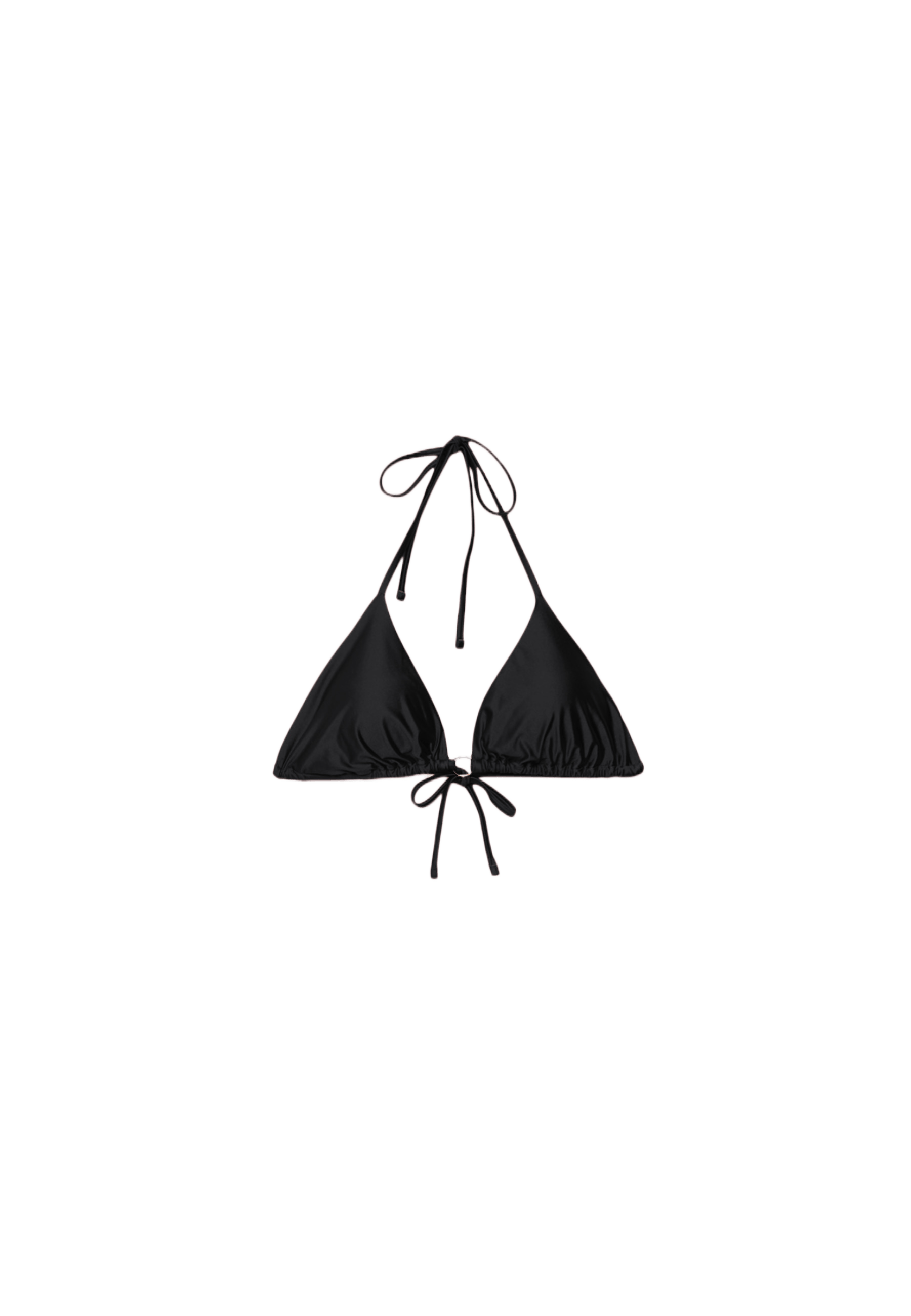 Satin triangle bikini top — Black