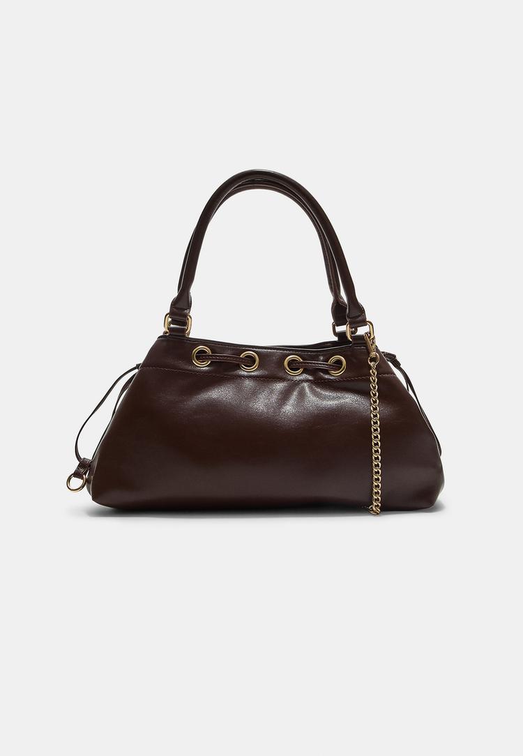 Stradivarius Kabelka Na Rameno S Očky Brown Os