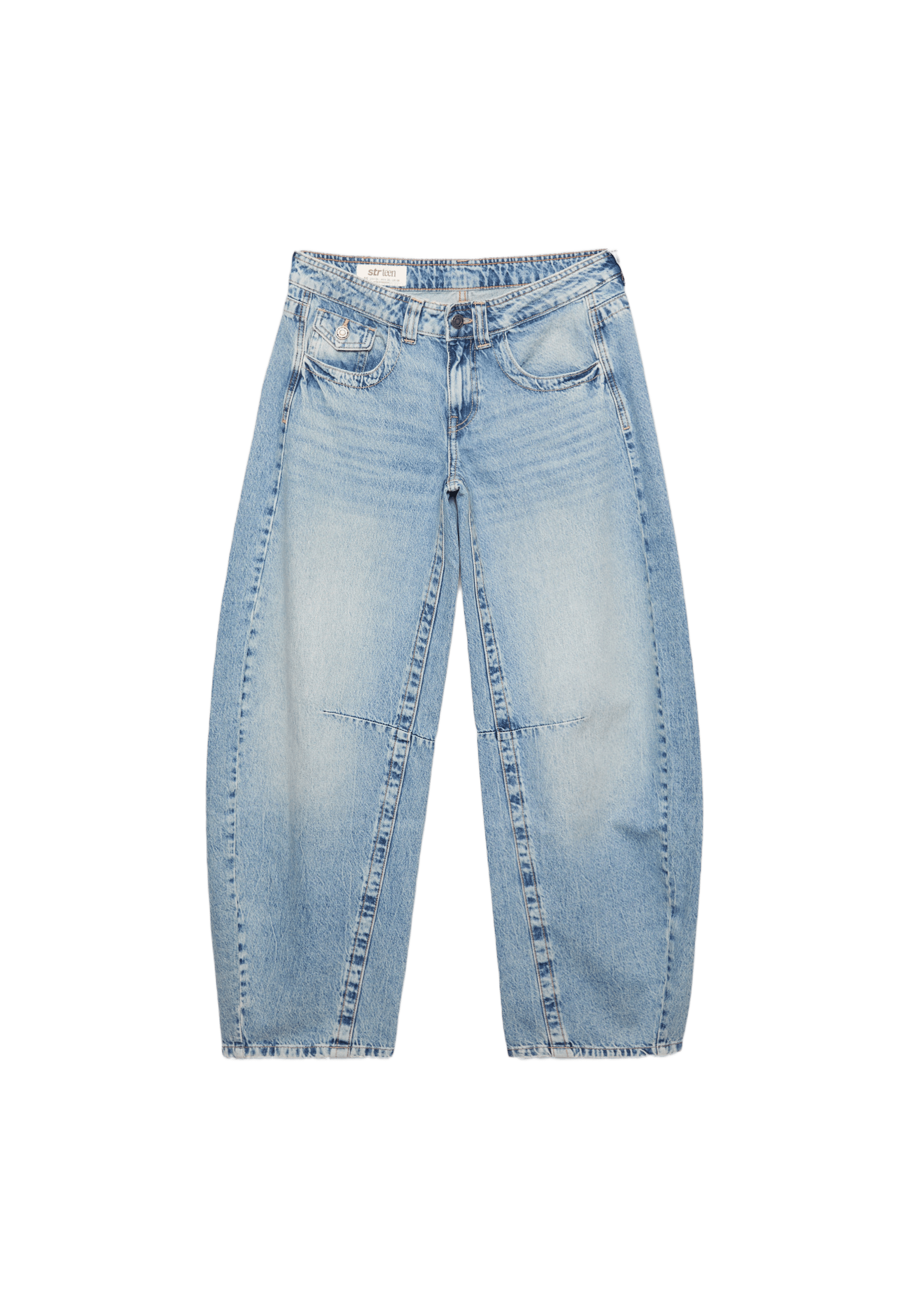 Low-rise barrel jeans — MEDIUM LIGHT BLUE DENIM