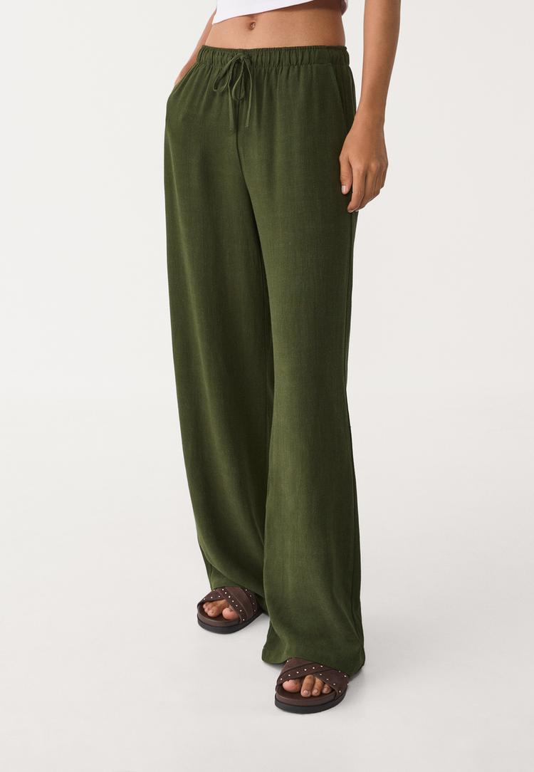 pantalon fluido con lino