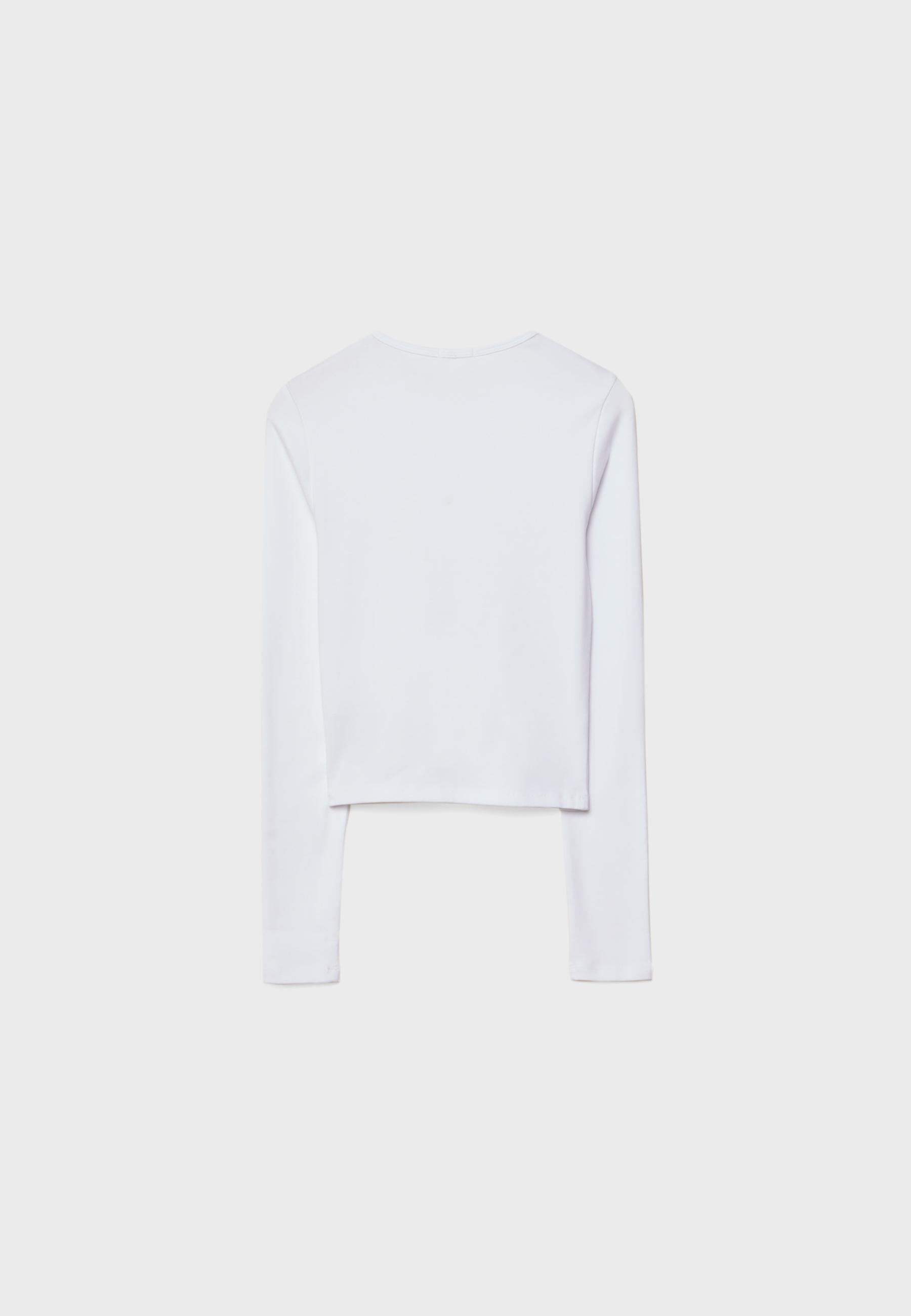Basic long sleeve cotton T-shirt — White