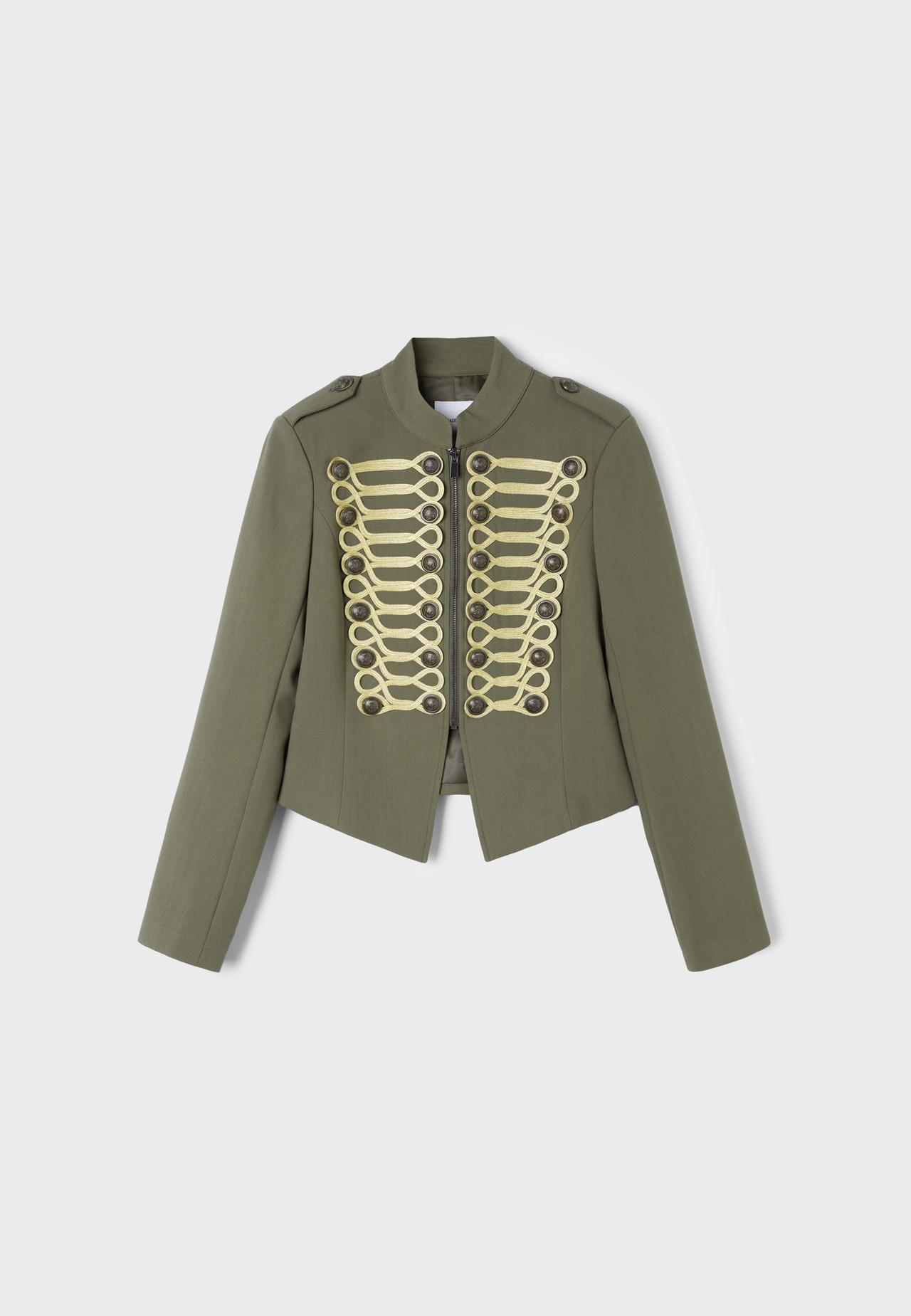 Metal button blazer — Khaki