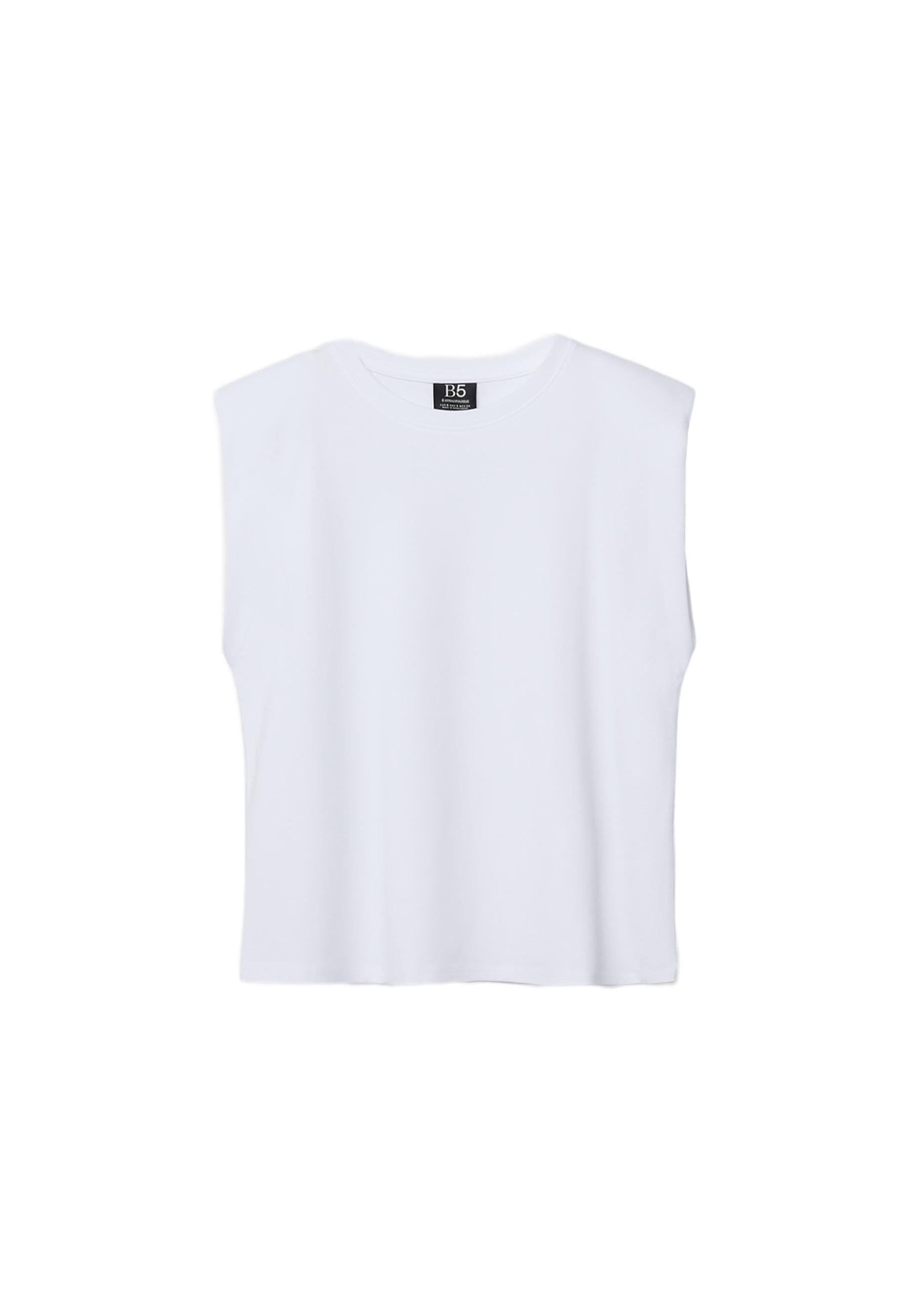 B05 Padded shoulder basic T-shirt — White