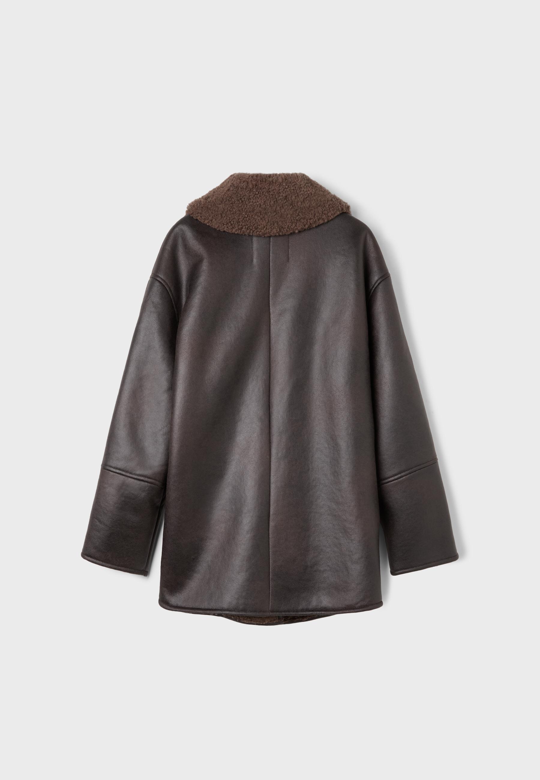 Oversize double-faced button-up jacket — Brown