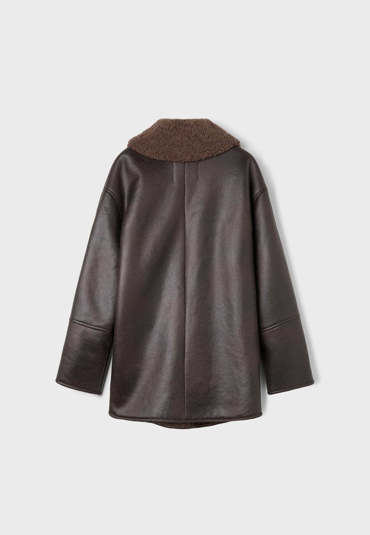 Oversize double-faced button jacket — Brown