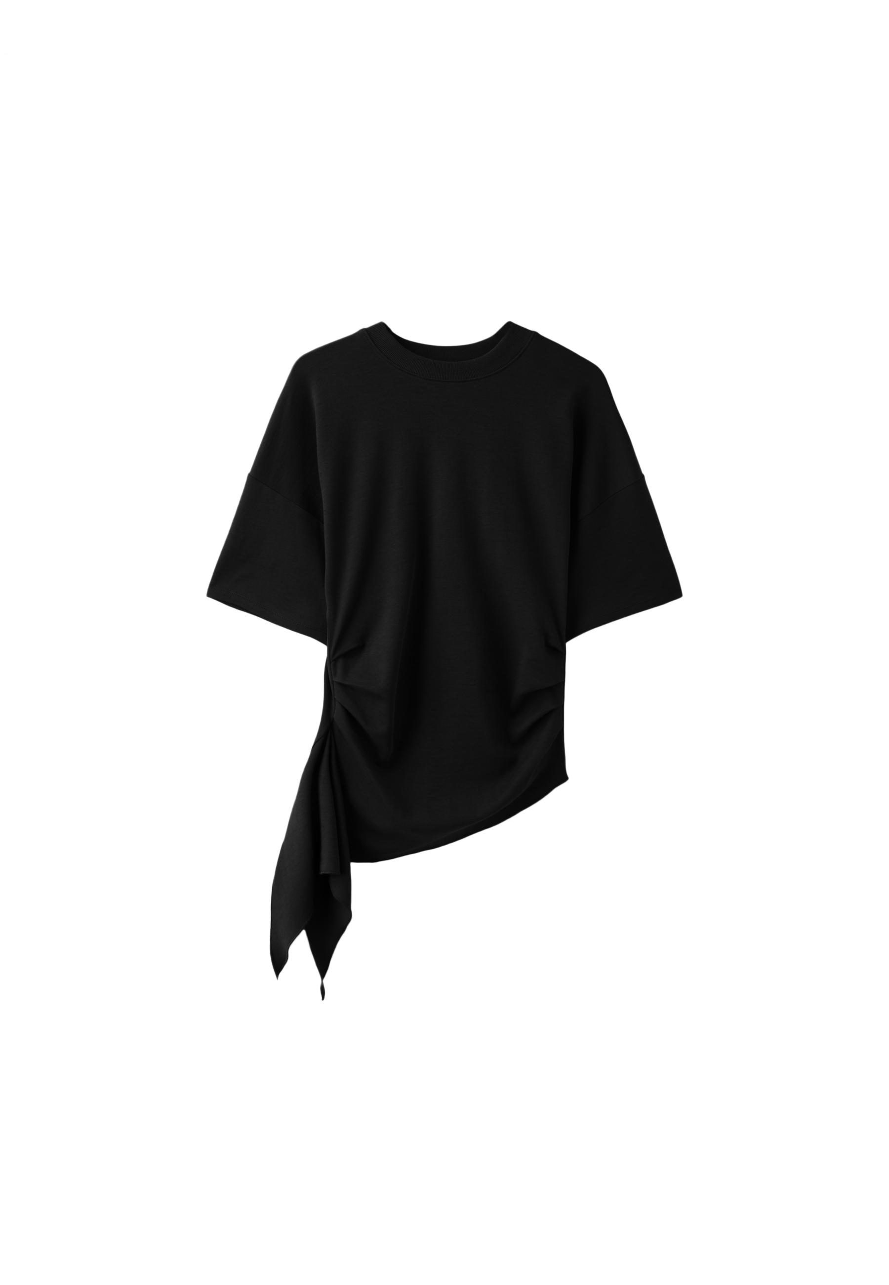 Asymmetric short sleeve T-shirt — Black