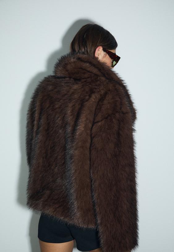 cropped faux fur jacket