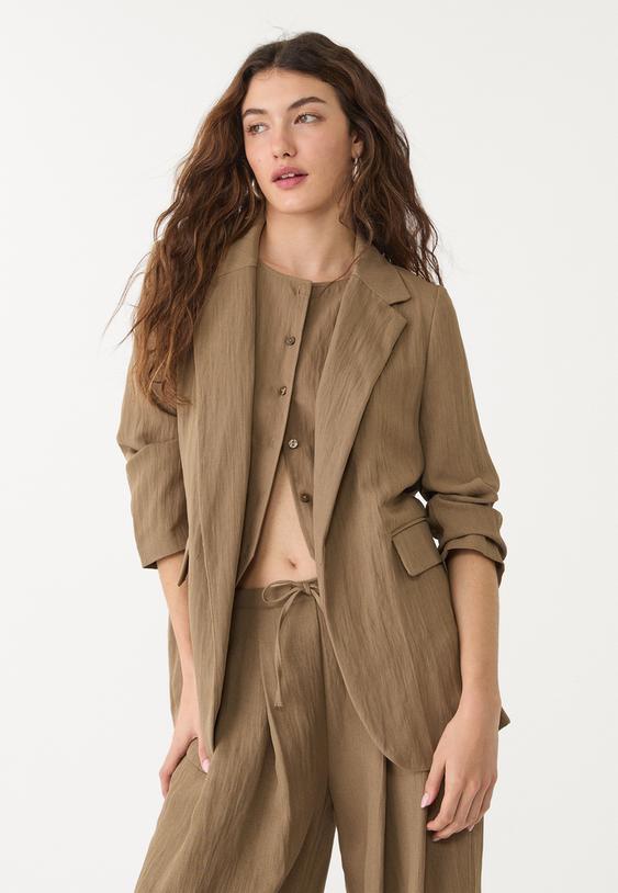 Buruşuk tasarımlı dökümlü regular fit blazer_4