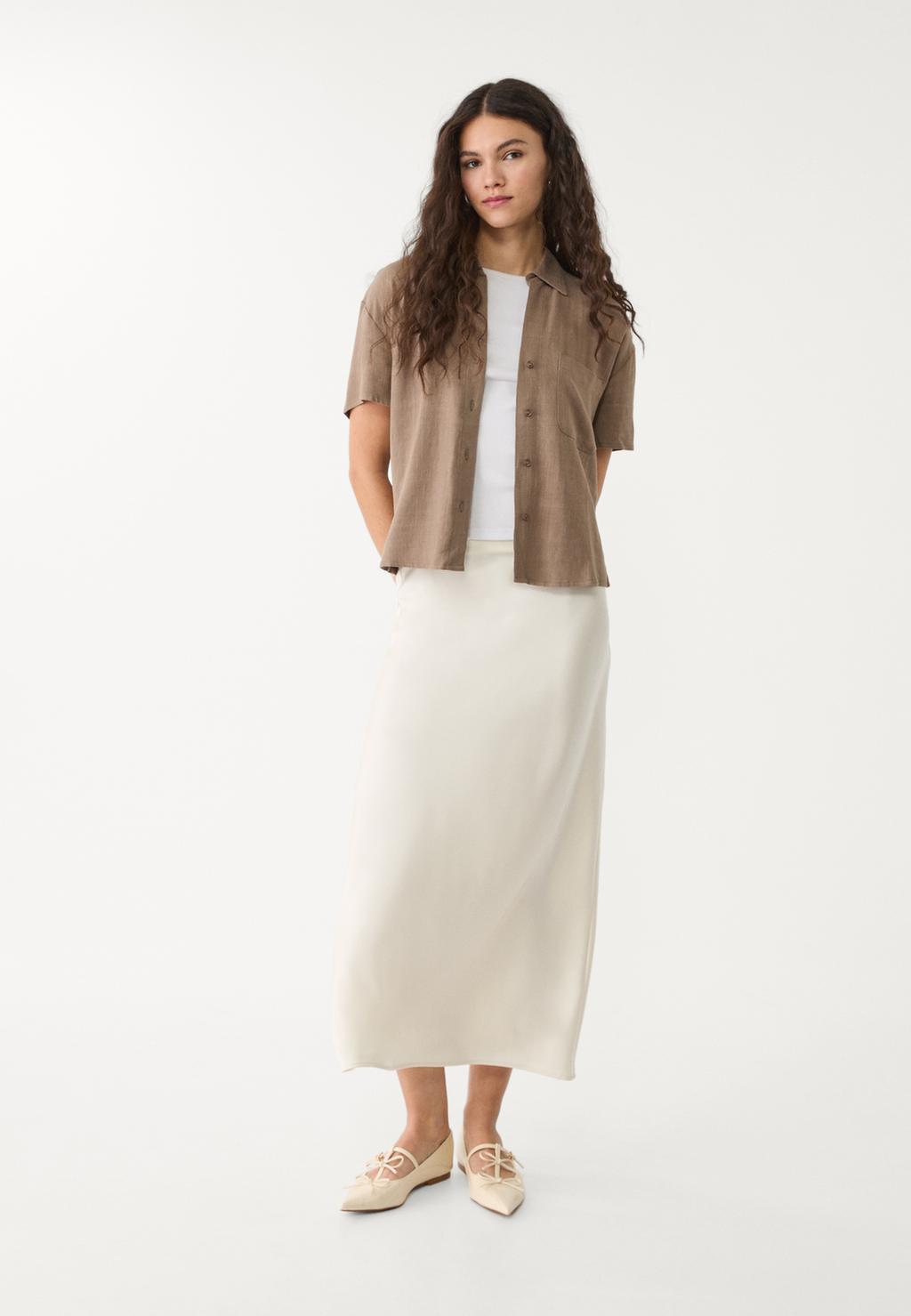 Satin midi skirt