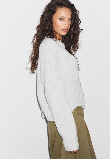 Oversize knit cardigan — Grey melange 6