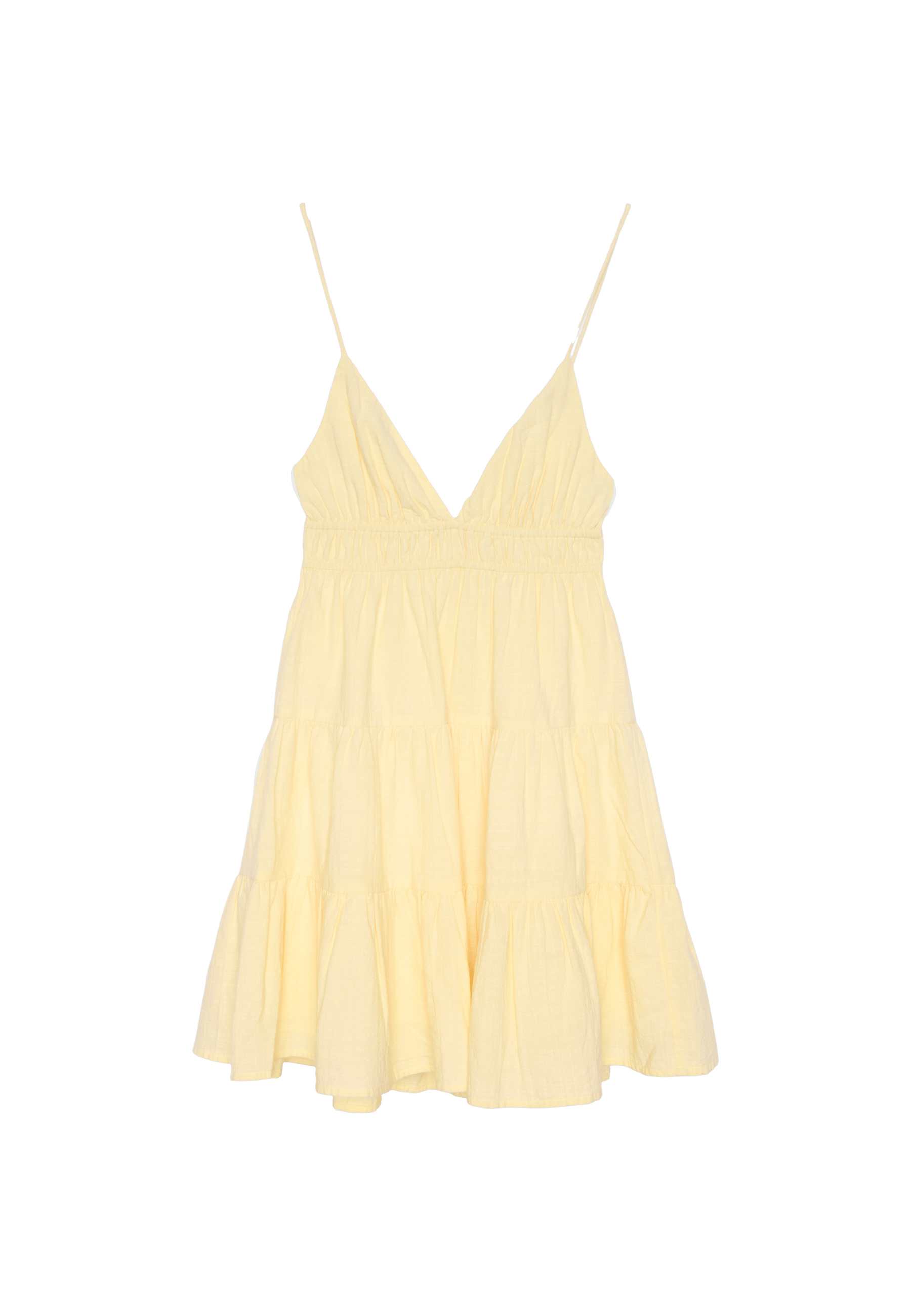 Mini flowing dress with back tie — Pastel yellow