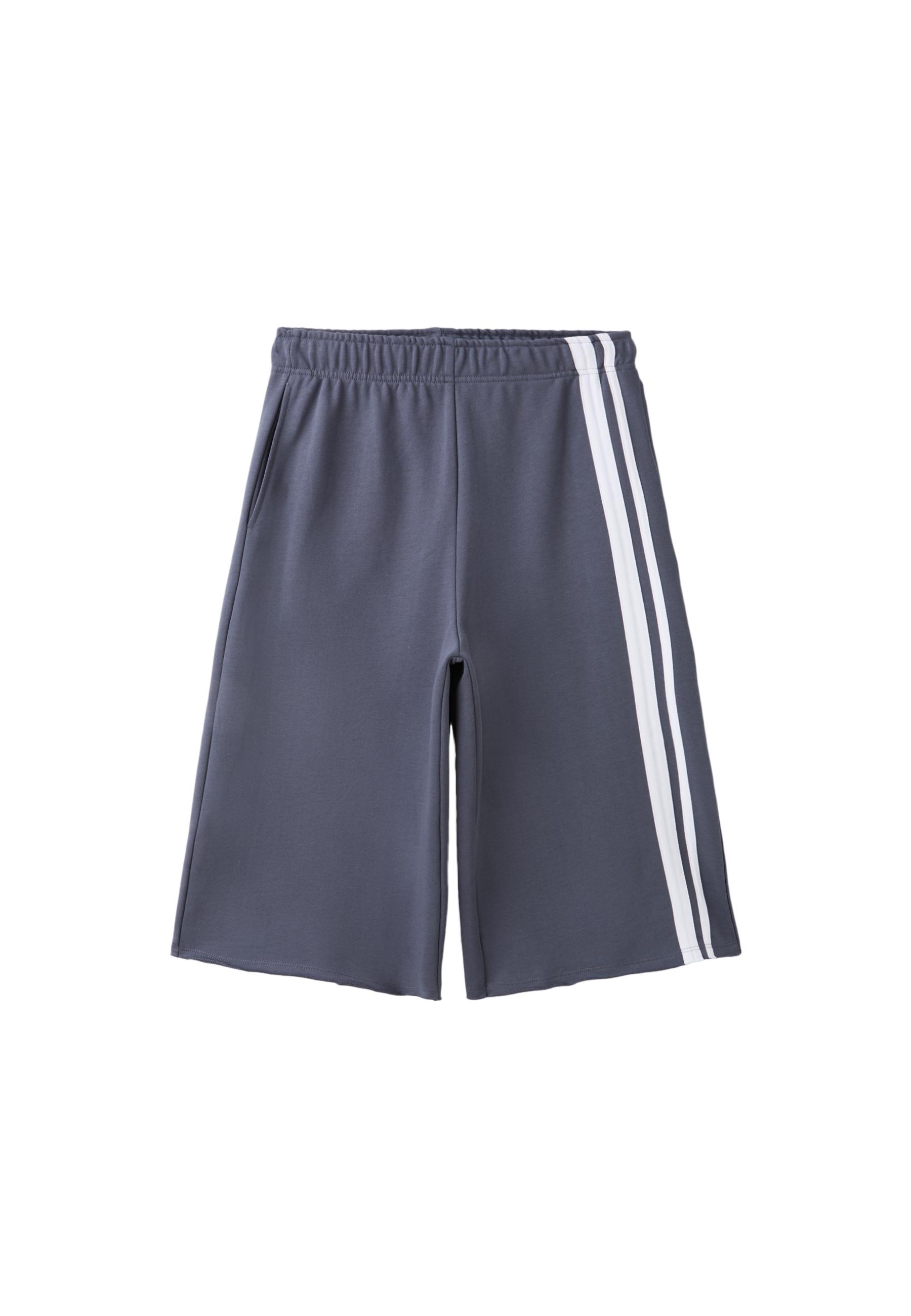 Side-stripe fleece Bermuda shorts — Dark grey