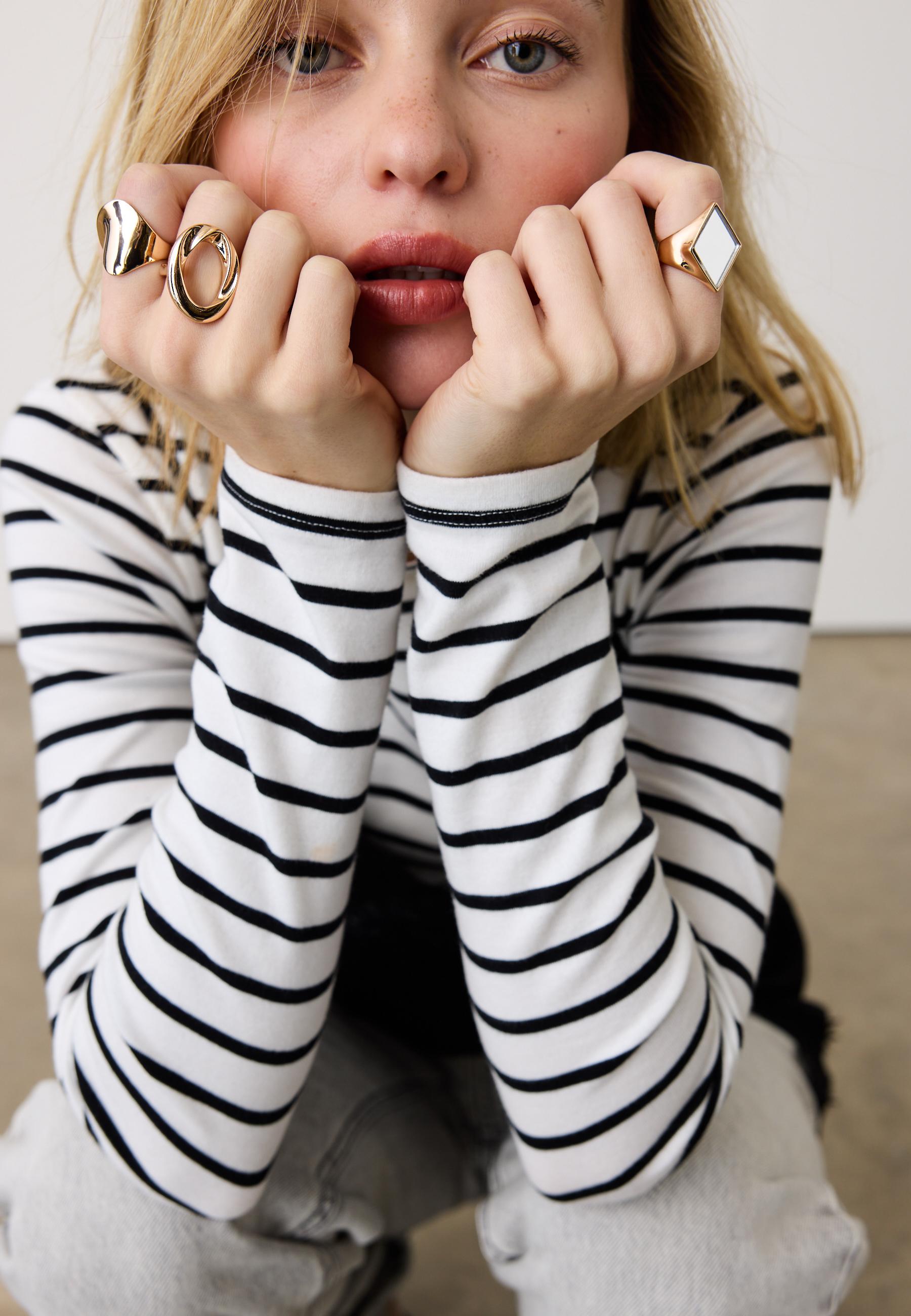 Set of 3 rhombus rings — Gold