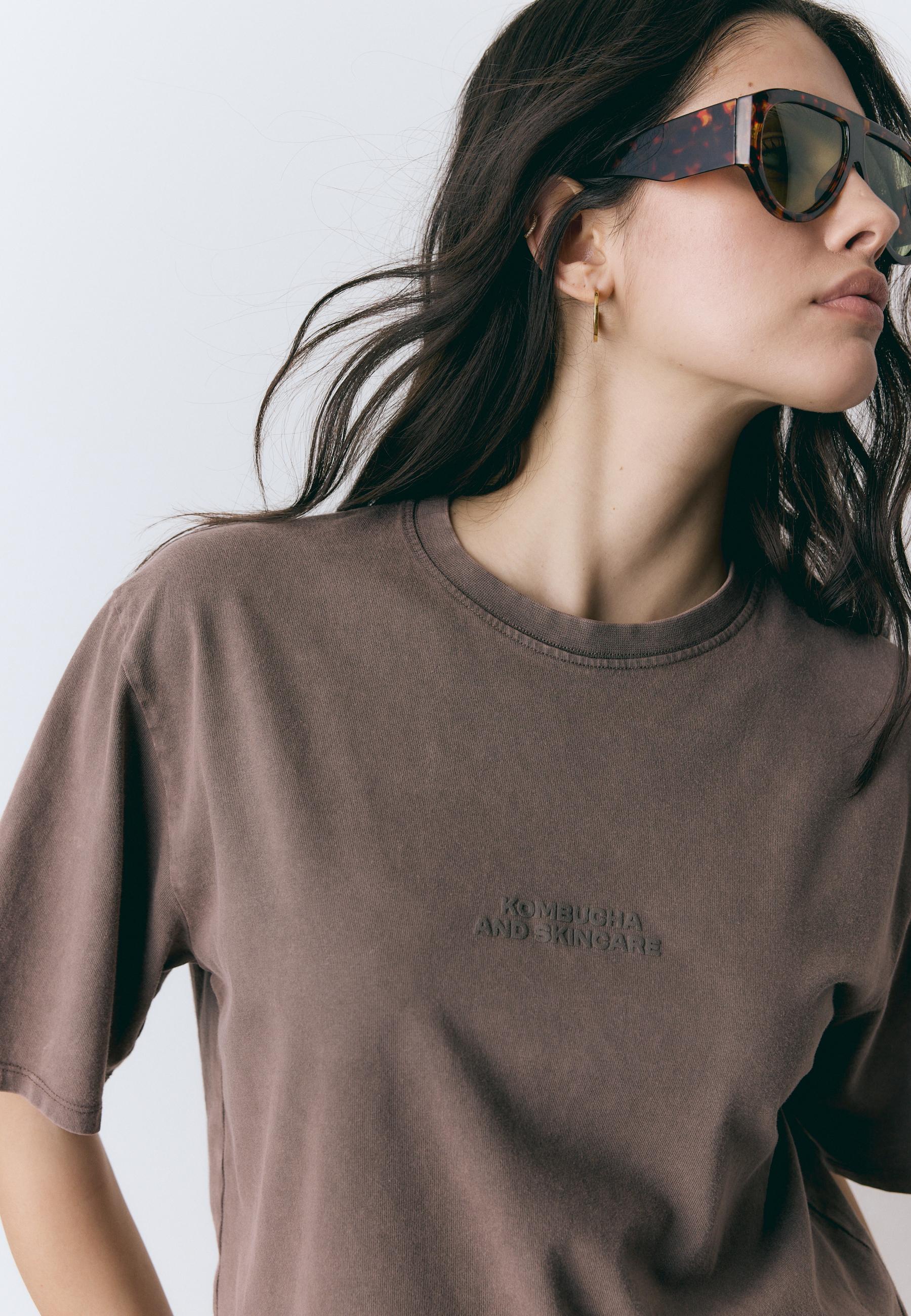 Printed short sleeve T-shirt — Brown