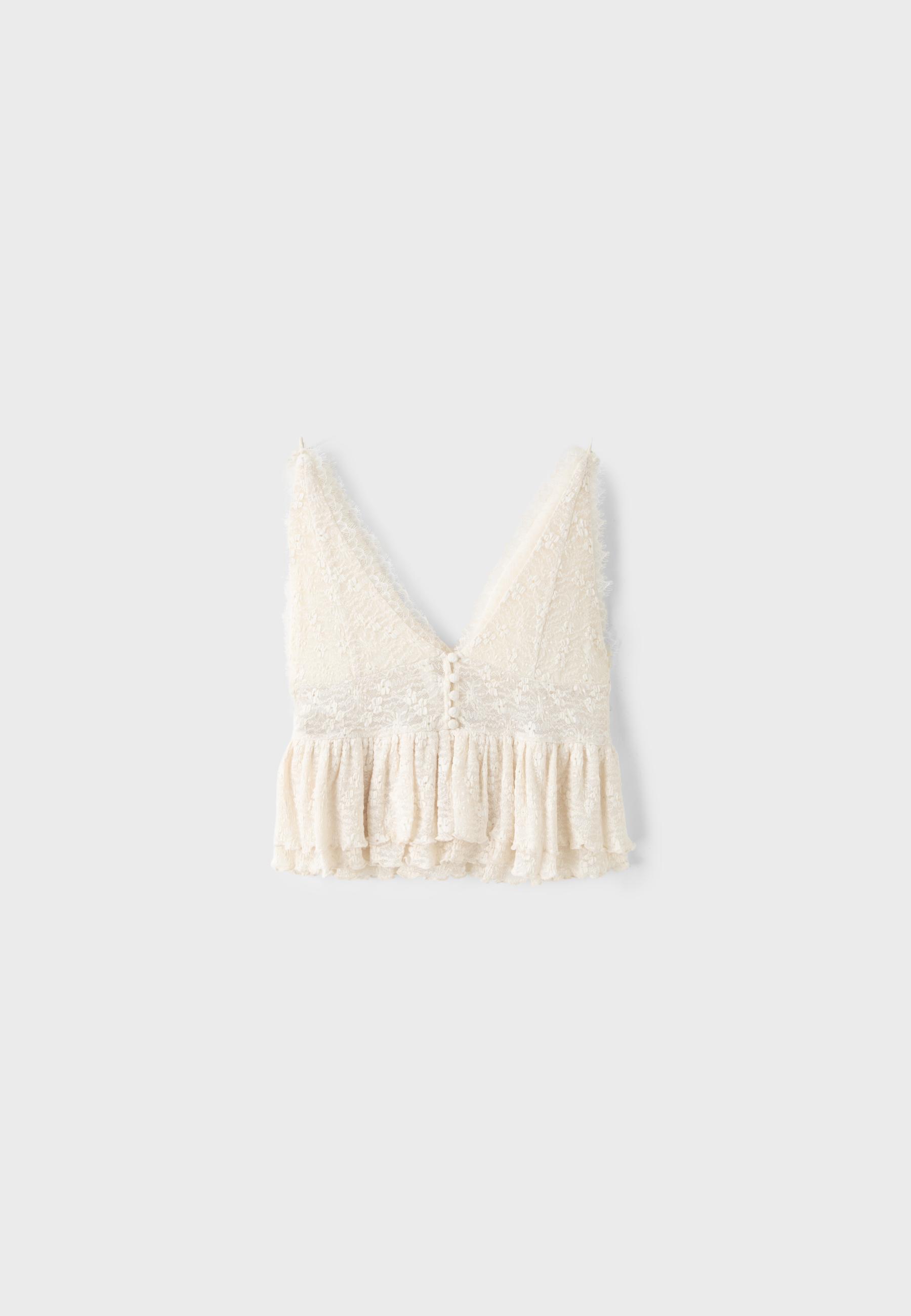 Lace peplum cami top — Vanilla