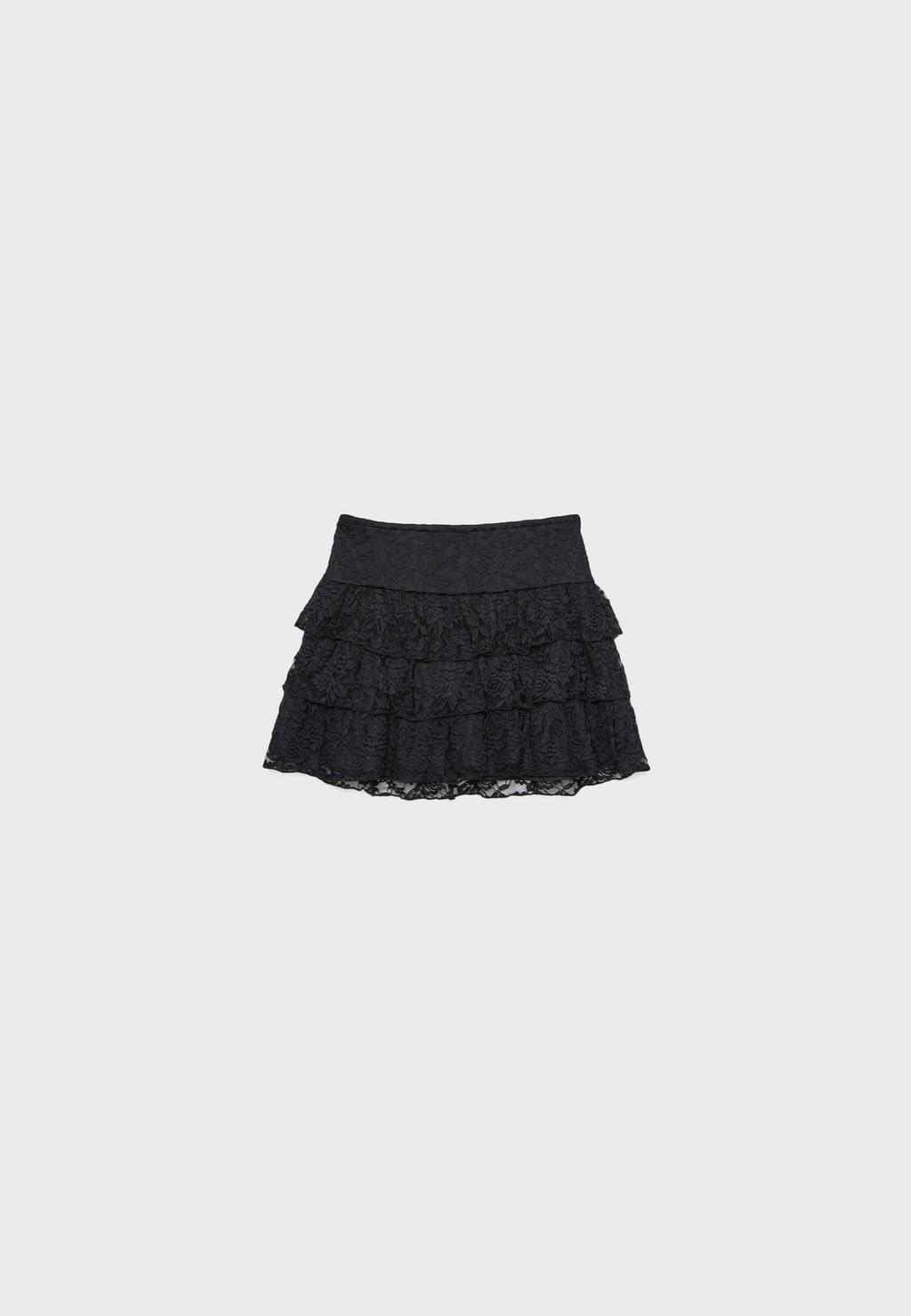 Falda pantalón fluida encaje