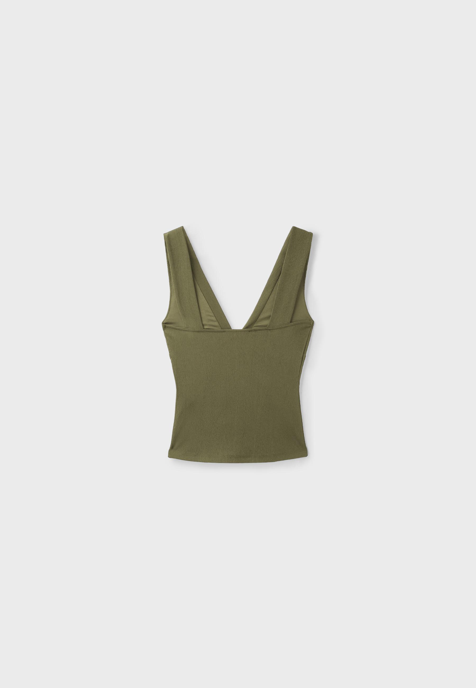 Fitted wide-strap top — Khaki