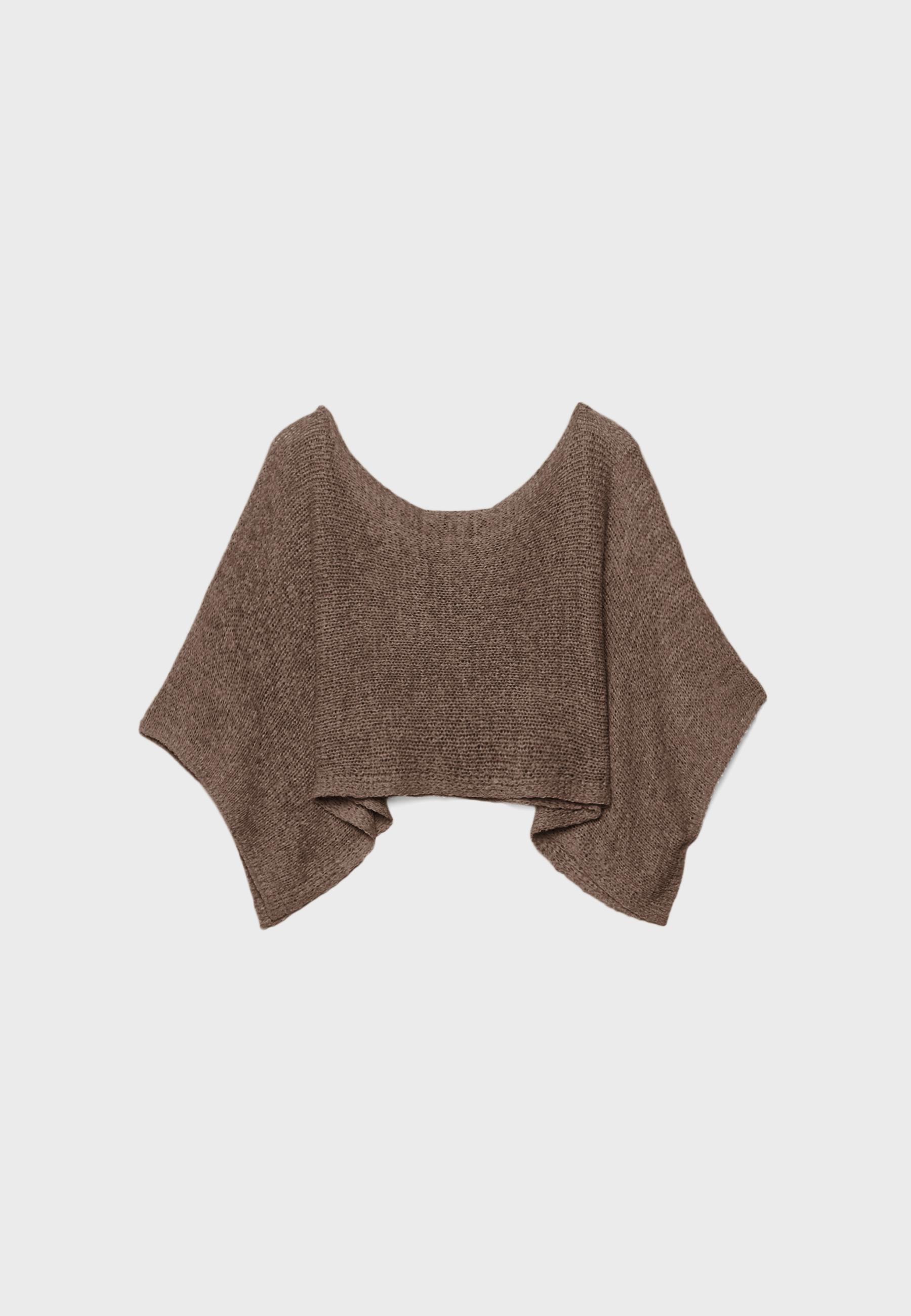 Basic cape knit jumper — Brown