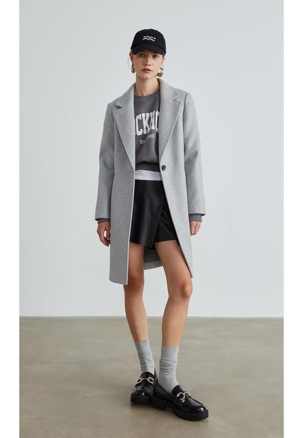 Abrigo midi botón tacto suave