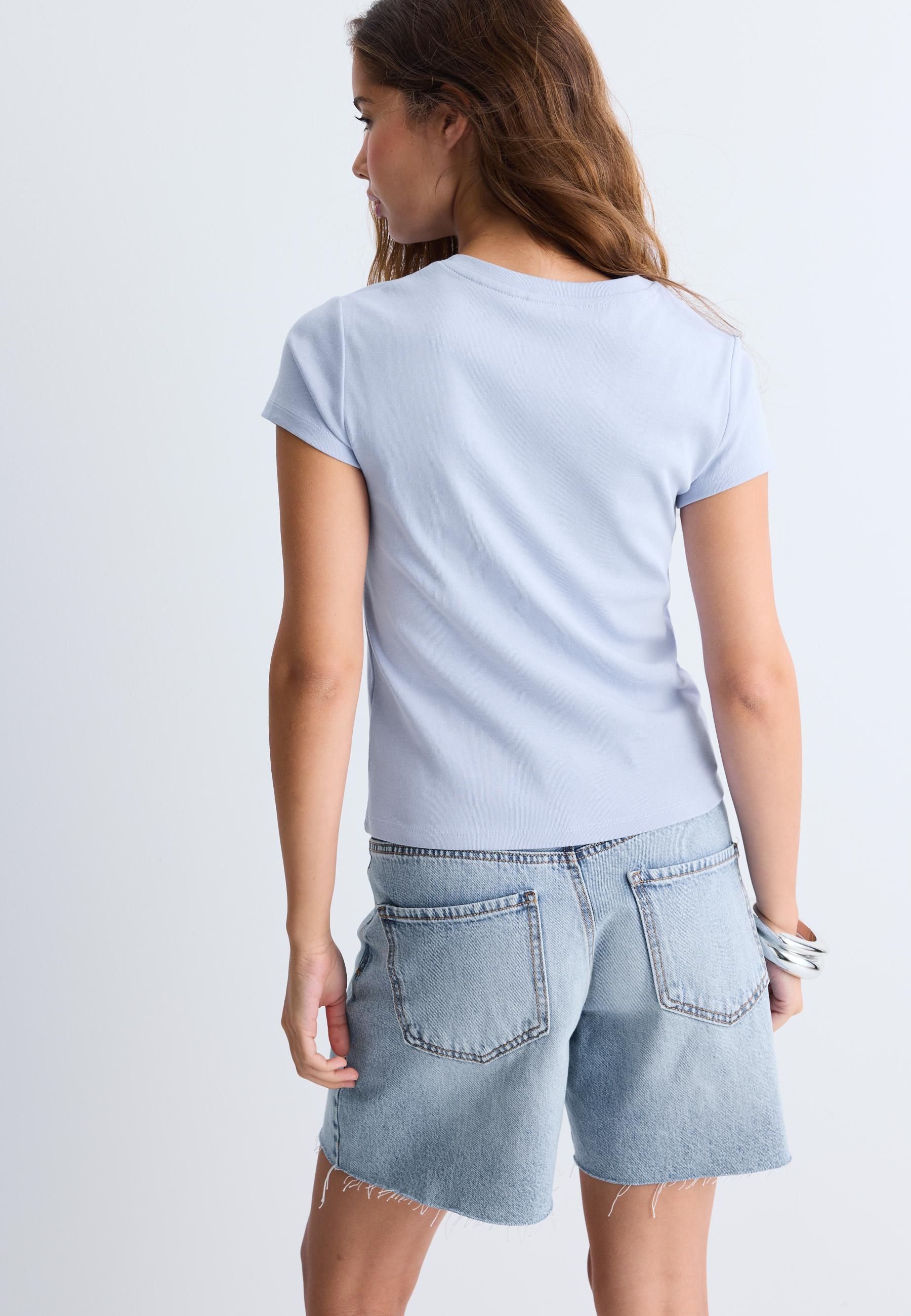 Fitted graphic short sleeve T-shirt — Sky blue