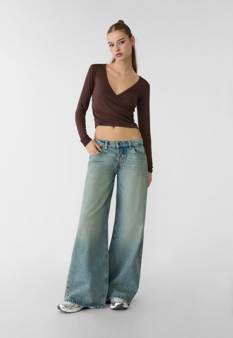 top en viscose a col en v