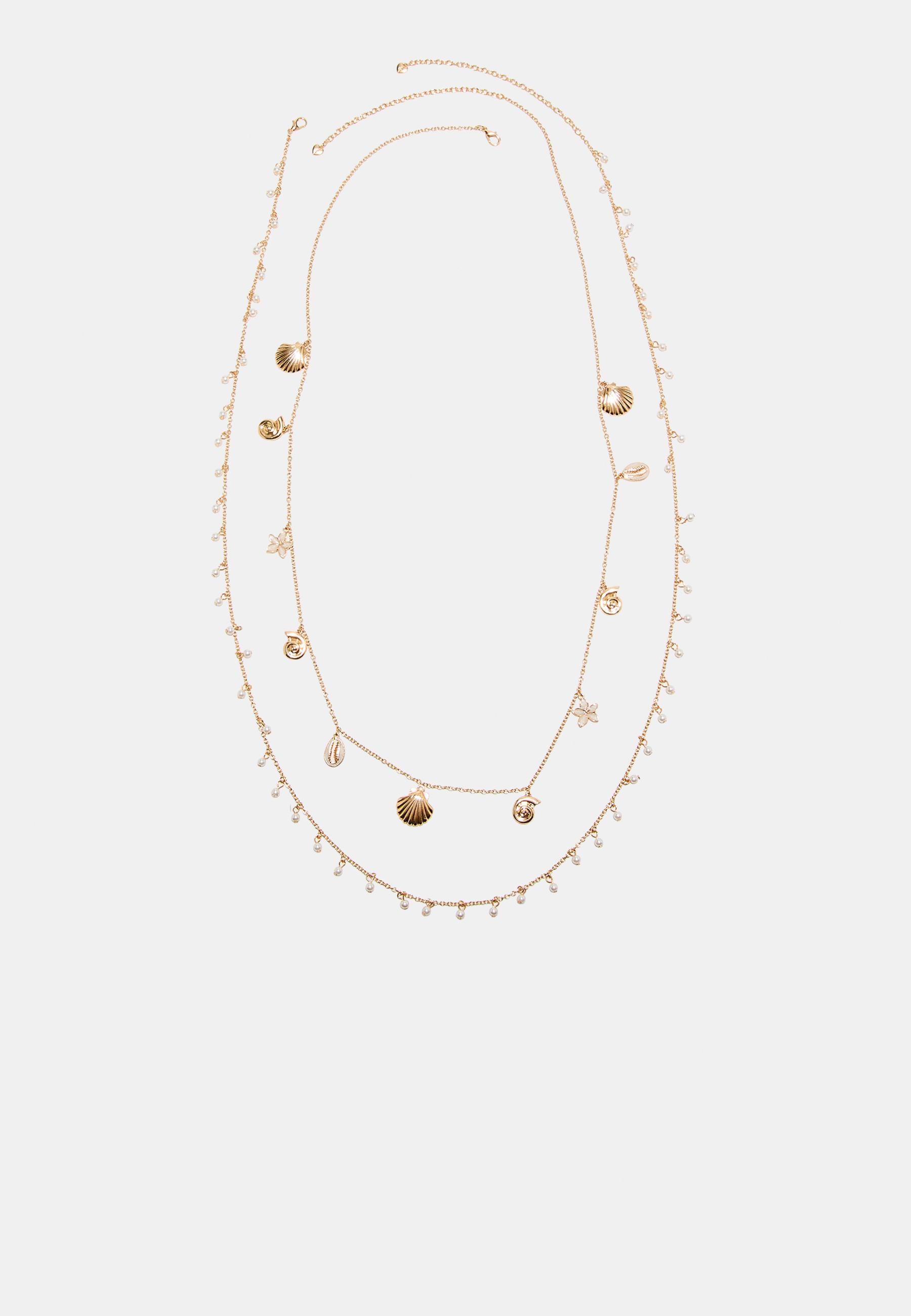 Multi-position necklace with mini sea charms — Gold