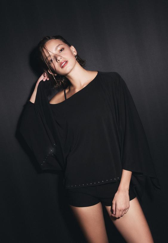 cupro cape with studs