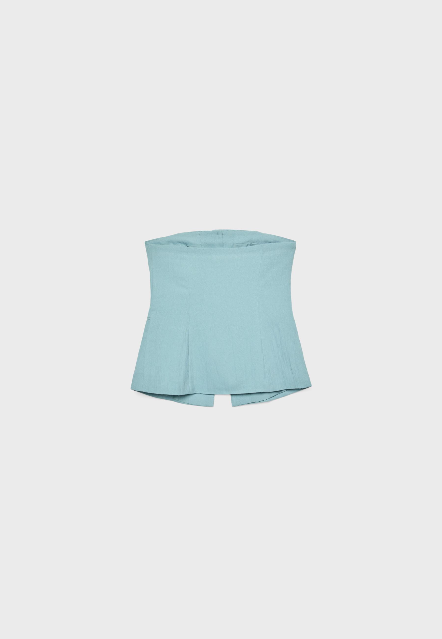 Textured bustier top with buttons - Women's fashion