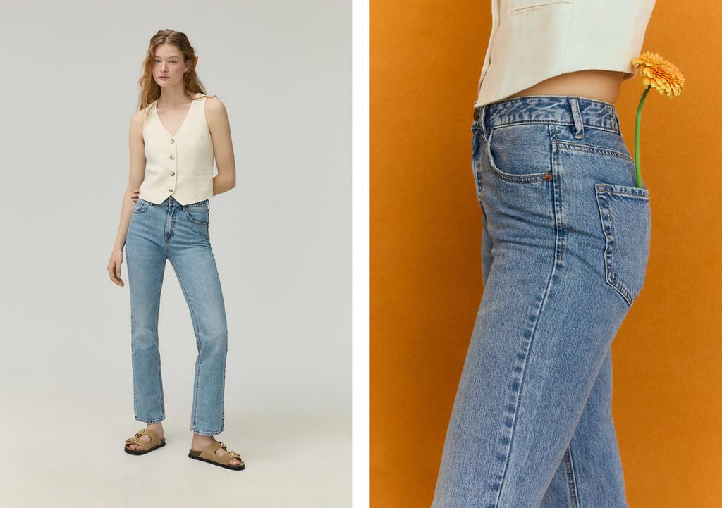 D98 straight-leg vintage effect jeans