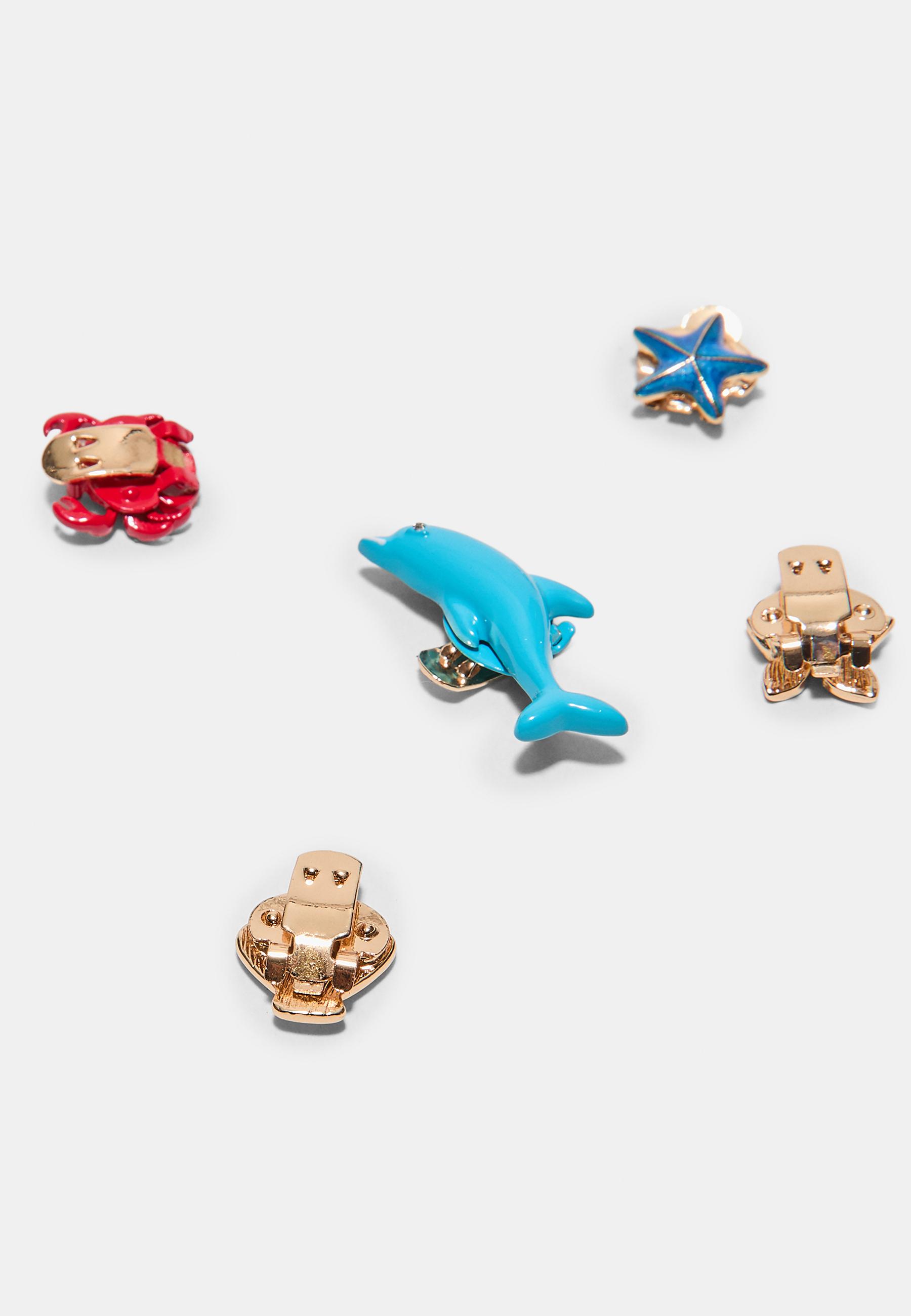 Set of 5 Summer Footwear Pins — Blue