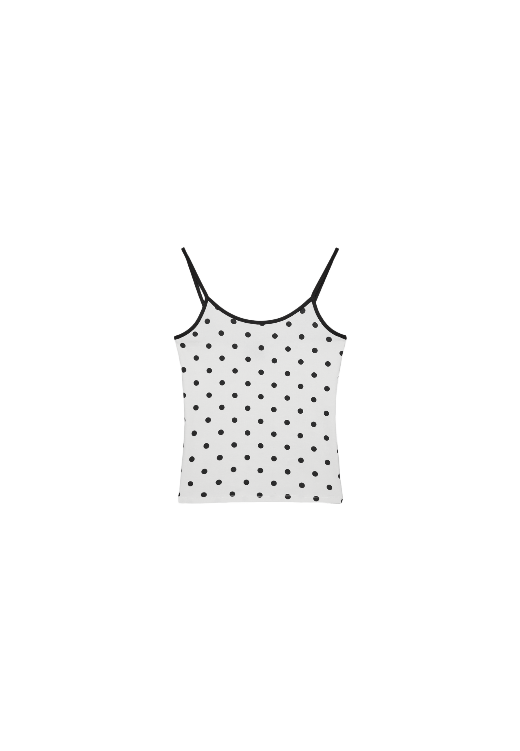 B07 Ribbed polka dot strappy top — Ecru