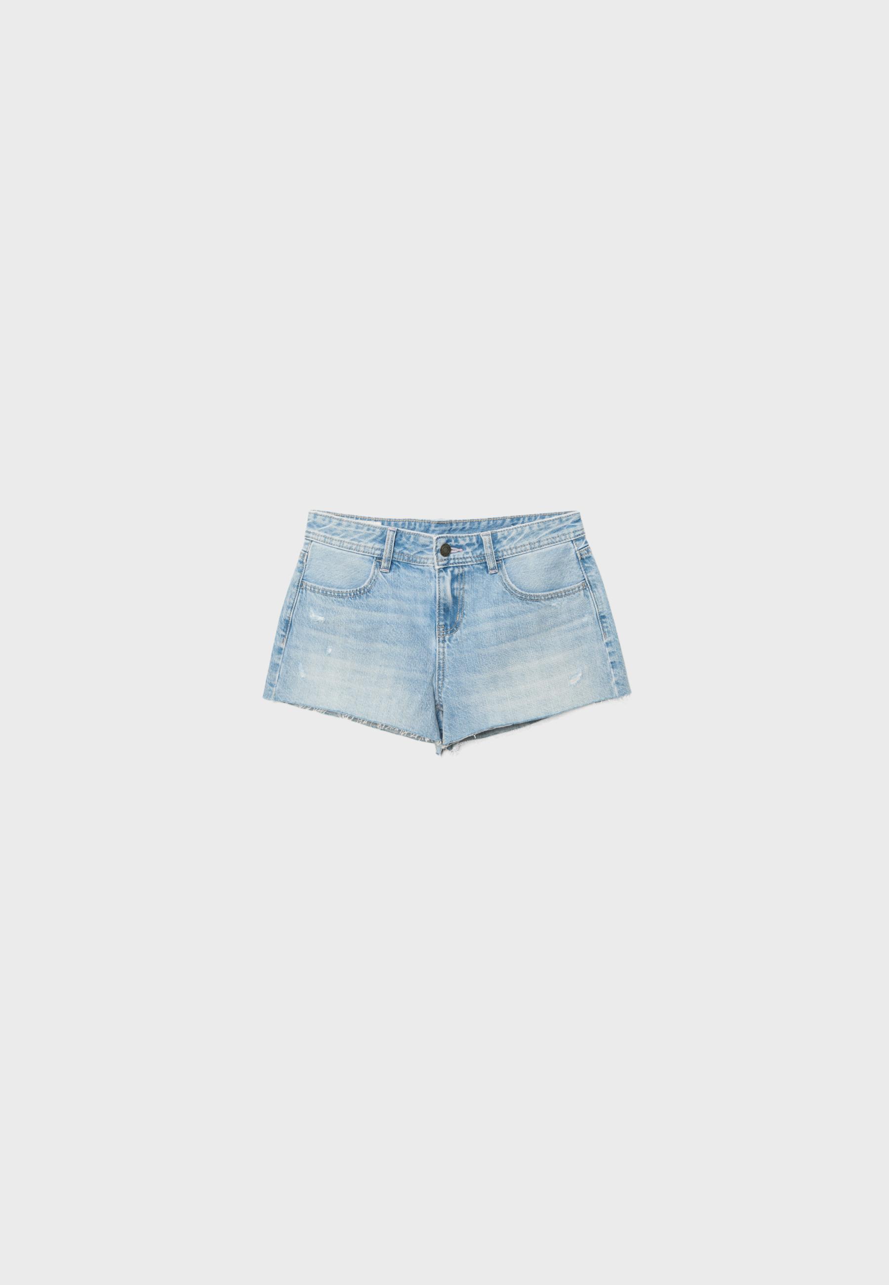 Low-rise denim shorts — MEDIUM LIGHT BLUE DENIM