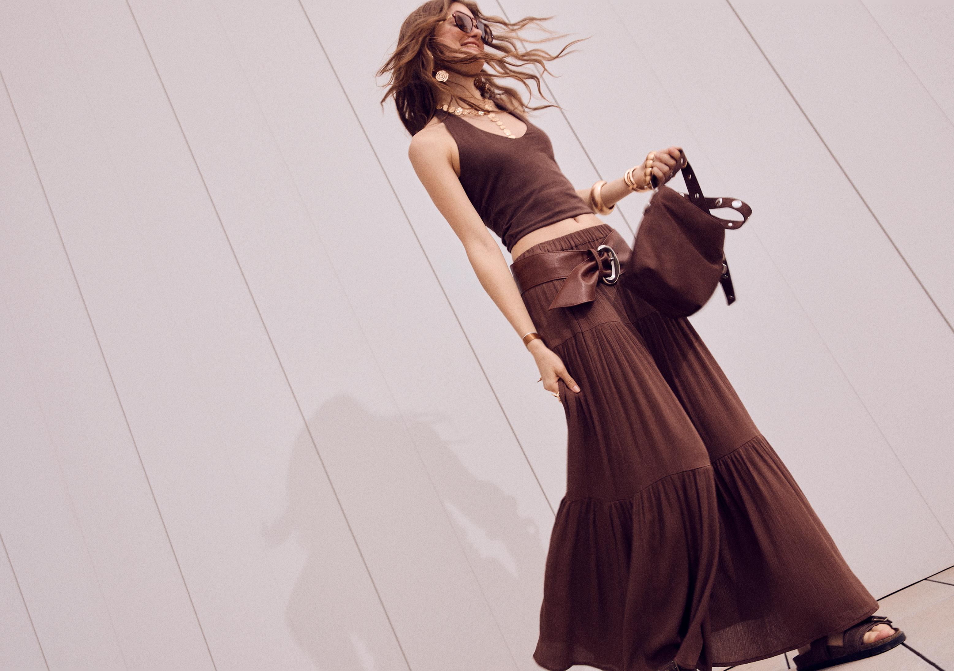 Boho midi skirt — Brown
