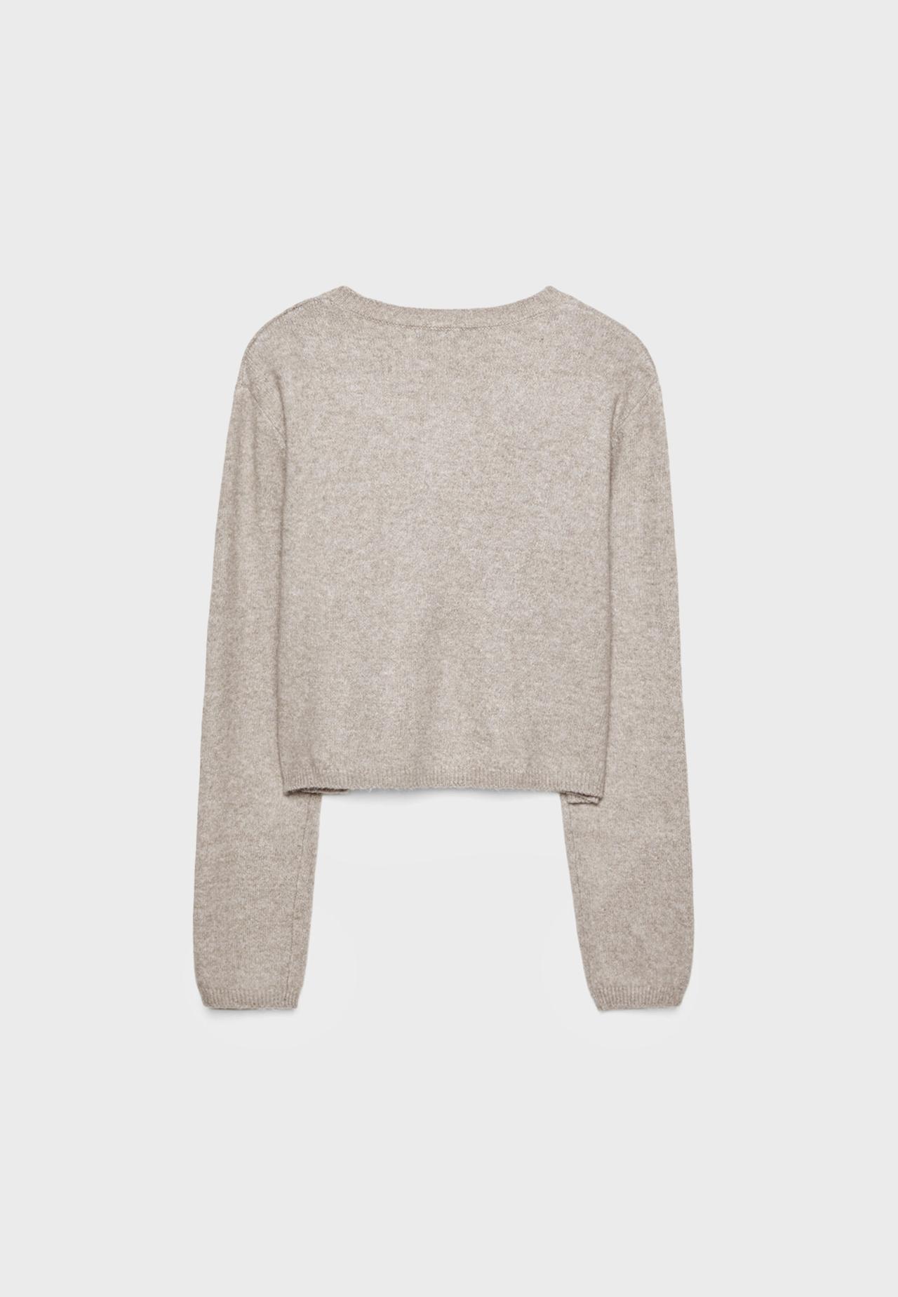 Soft-touch button-up knit cardigan — Stone
