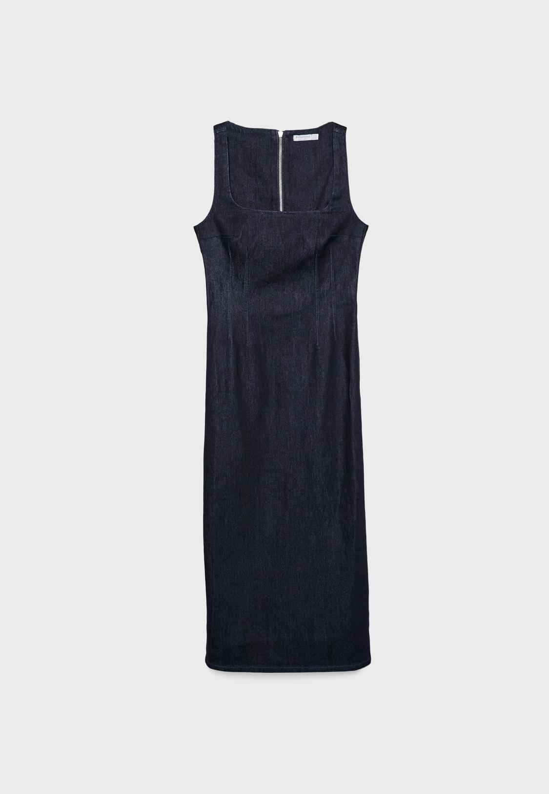stradivarius denim dress Stradivarius Short Denim Dress Overdyed Blue Denim M
