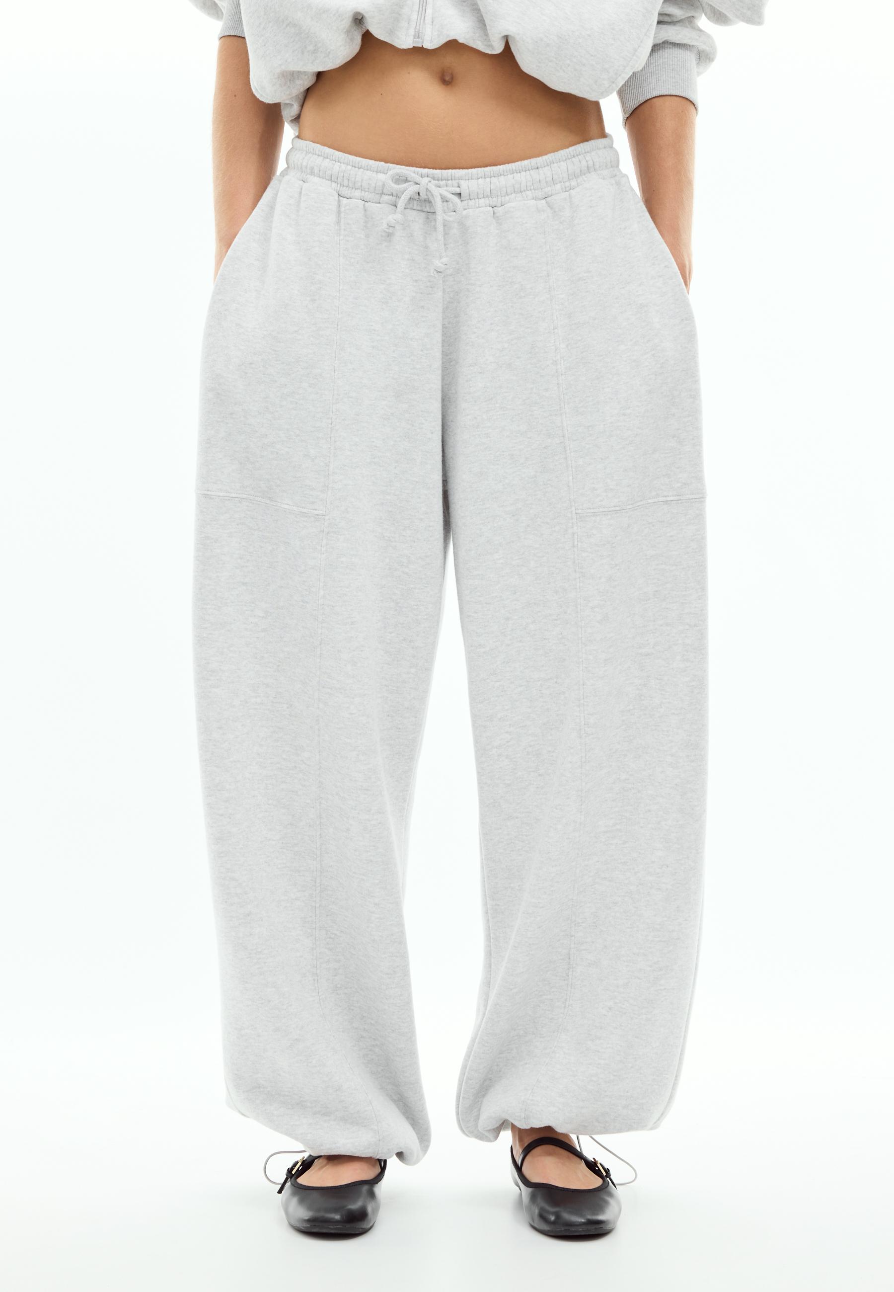 Plush barrel jogger trousers with stoppers — Grey melange