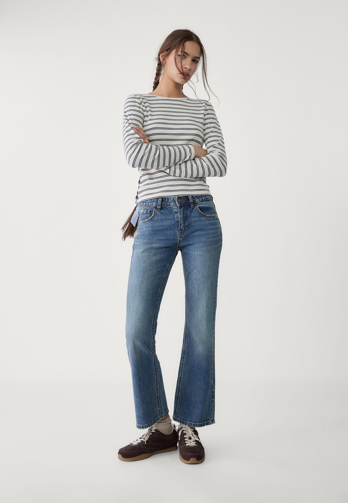 Front Pocket Cropped Flare Jeans Stradivarius D78 Cropped Flared Jeans