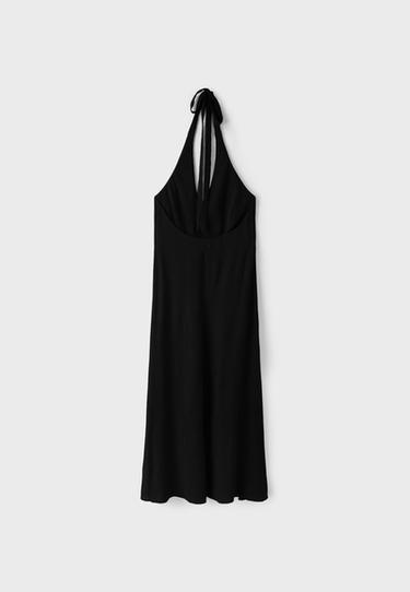 Textured halter midi dress — Black 8